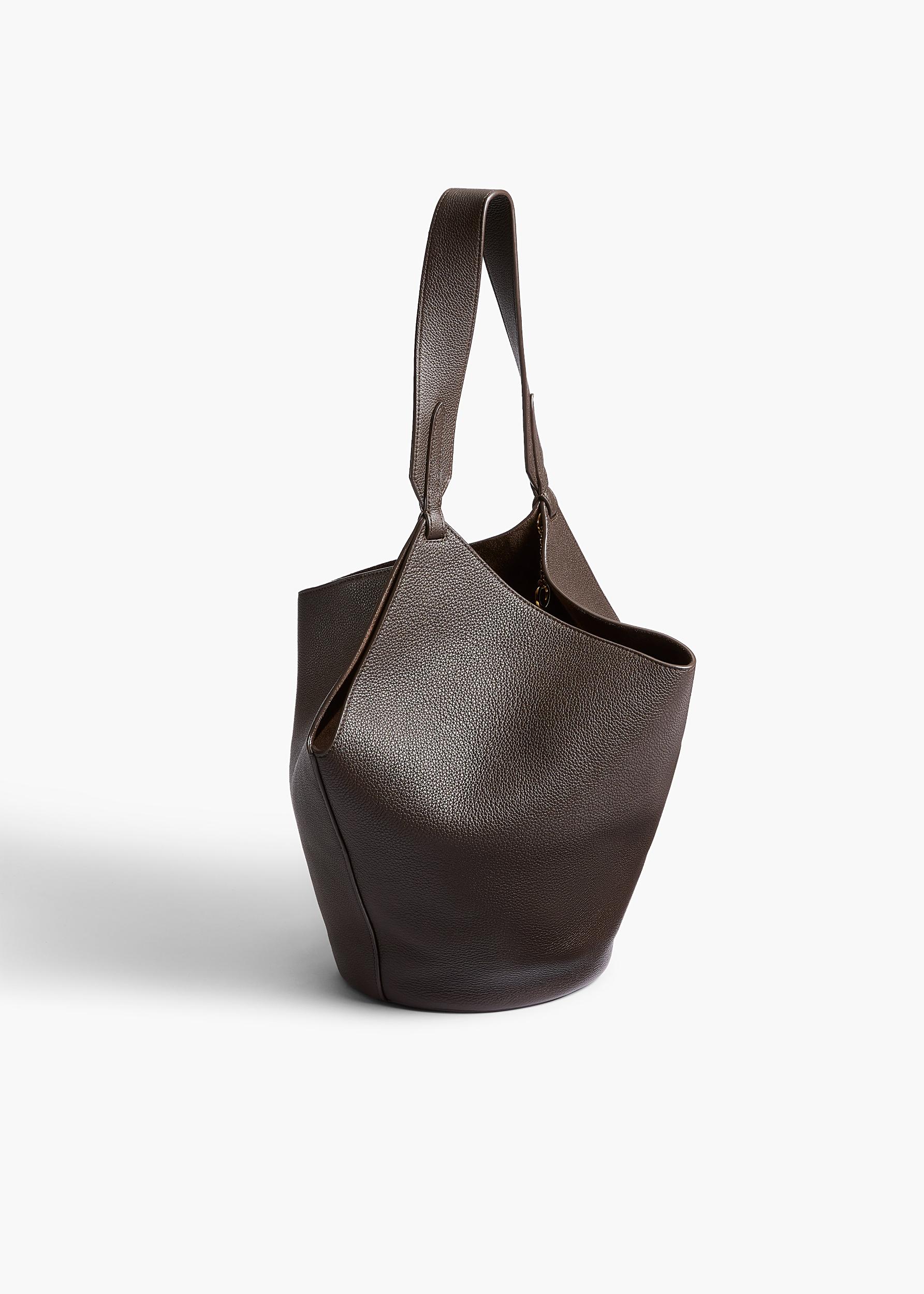 Small Lotus Tote in Dark Brown Pebbled Leather Product Image