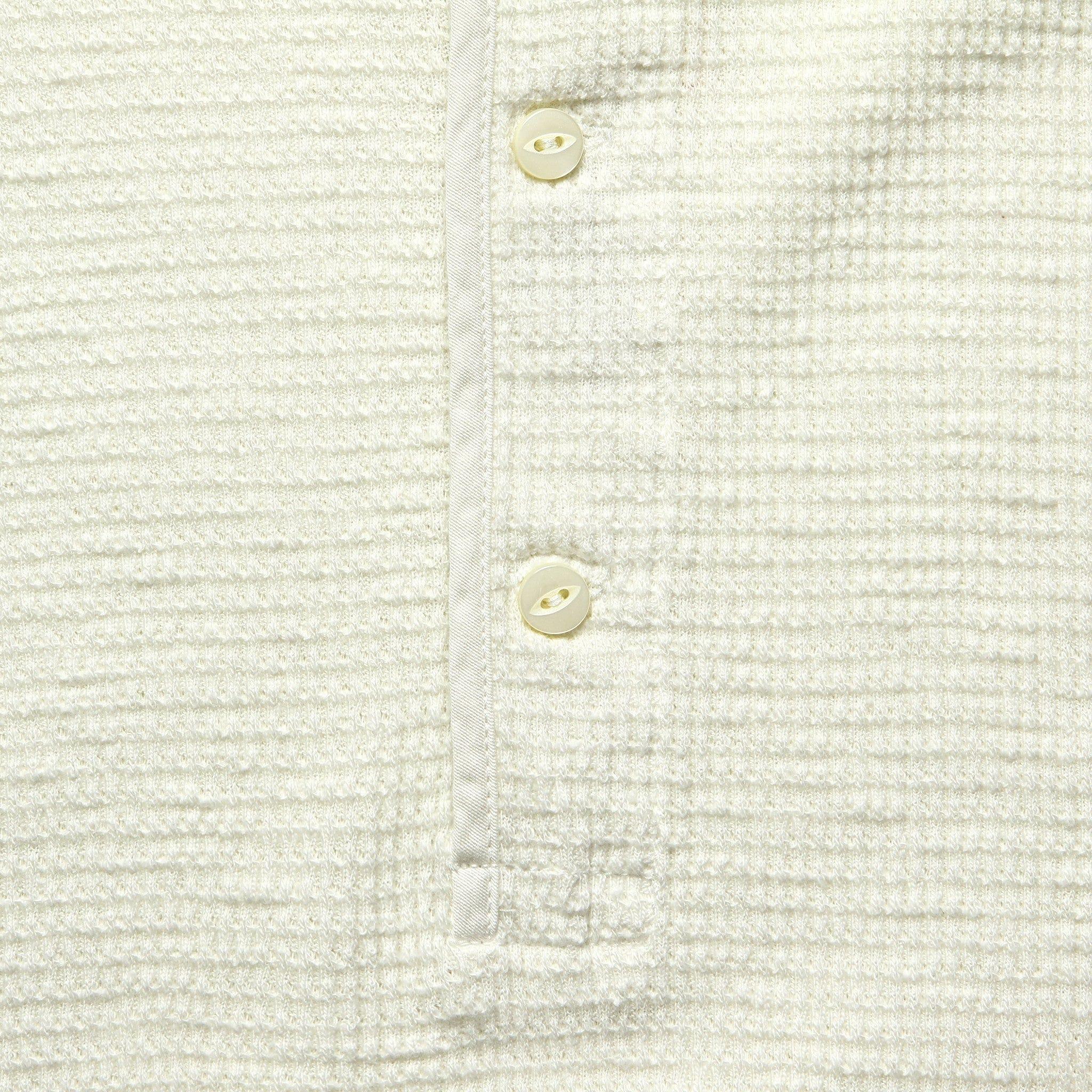 Waffle-Knit Henley - Paper White Product Image