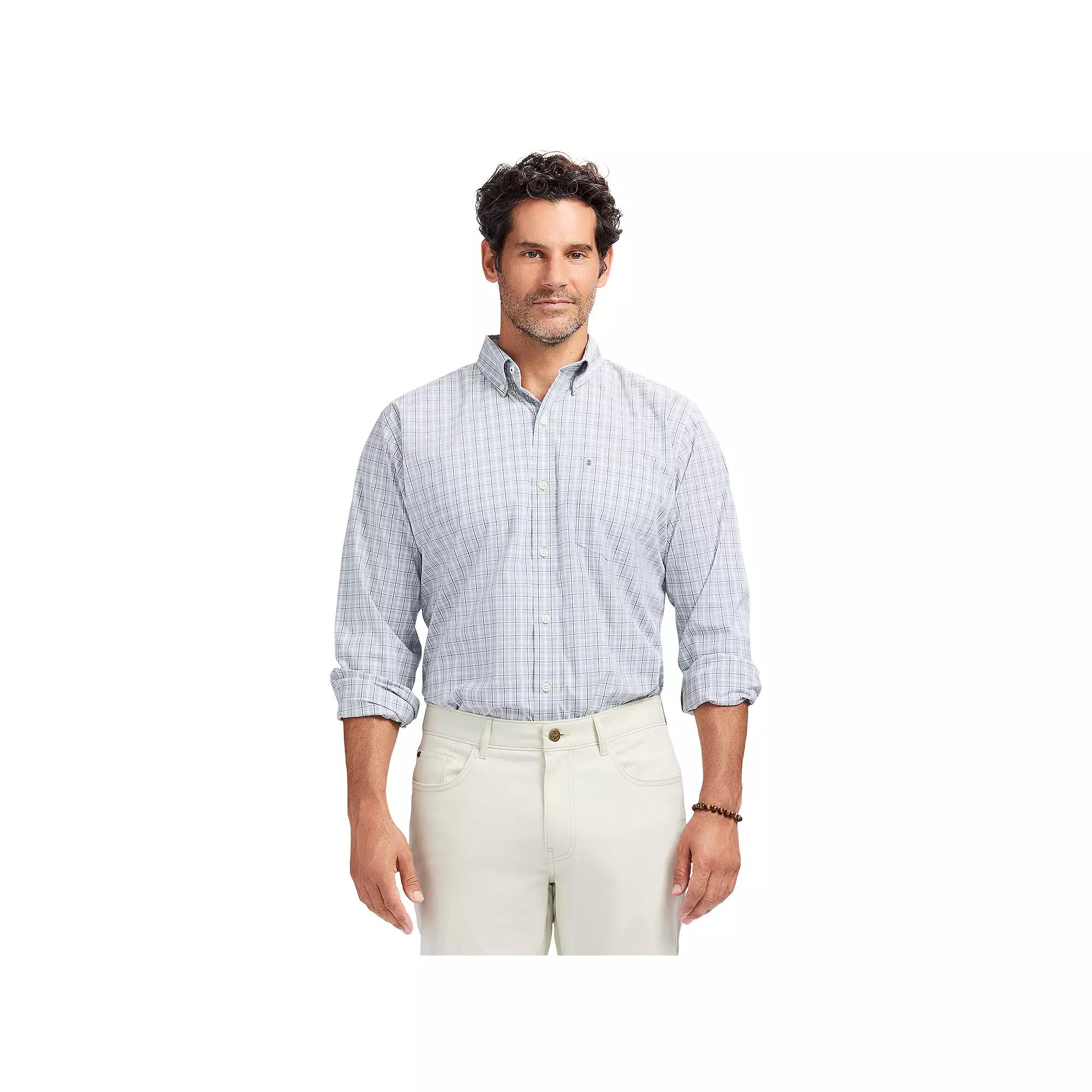 Men's IZOD Performance Comfort Long Sleeve Button Down Shirt, Size: XL, Quarry Product Image