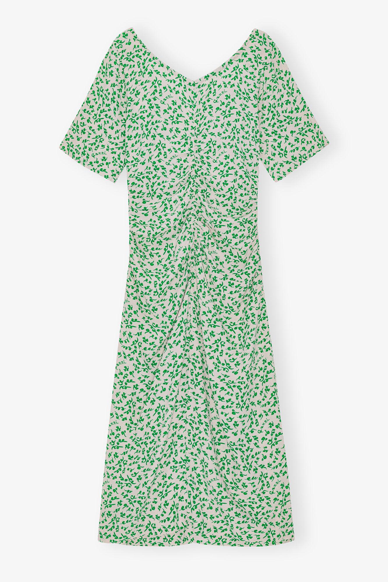 Printed Crepe U-neck Midi Dress Product Image