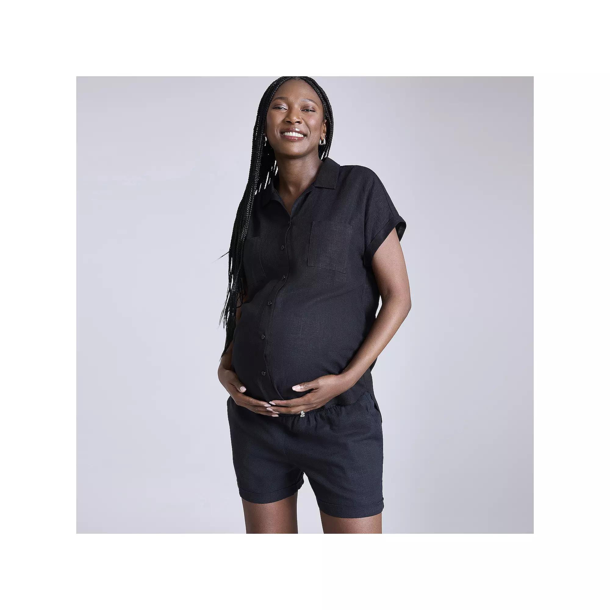 Maternity Motherhood® Short Sleeve Woven Shirt, Women's,  Product Image