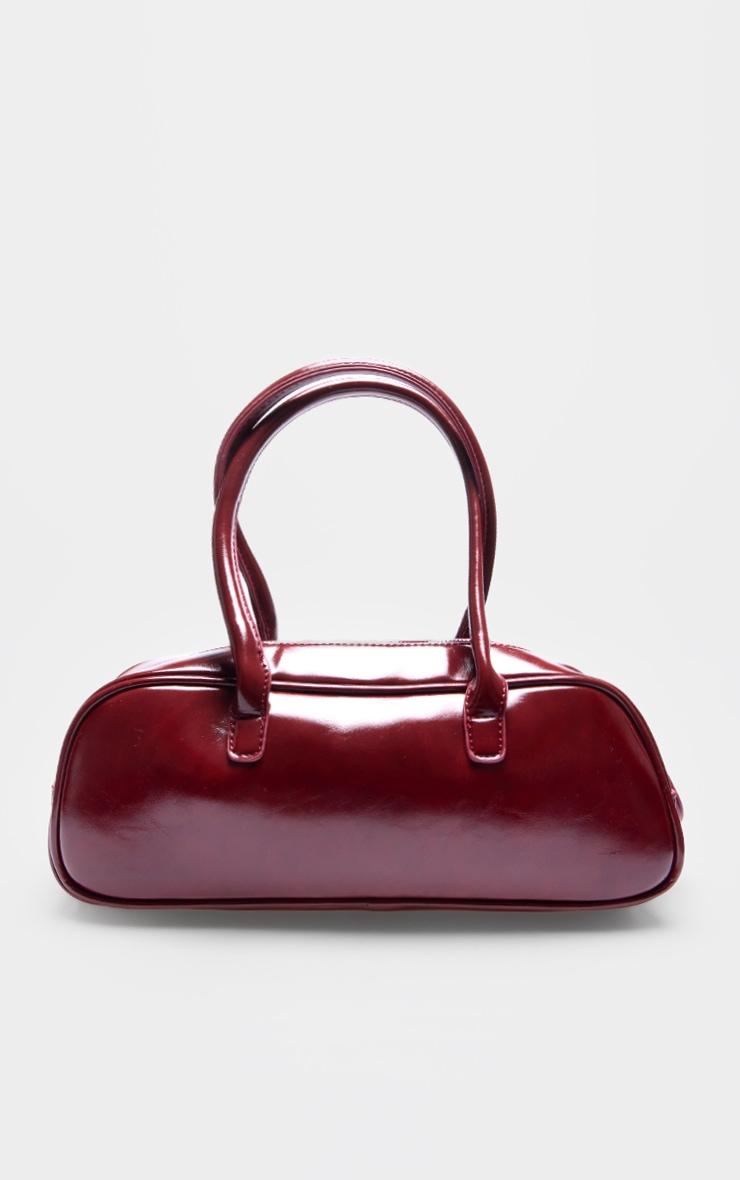 Burgundy Patent PU Baguette Shoulder Bag Product Image