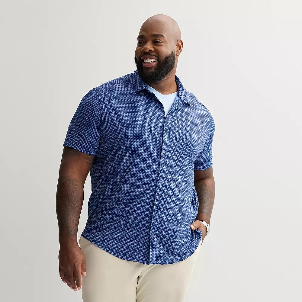 Big & Tall Apt. 9® Point Collar Button-Down Short Sleeve Shirt, Men's,  Product Image