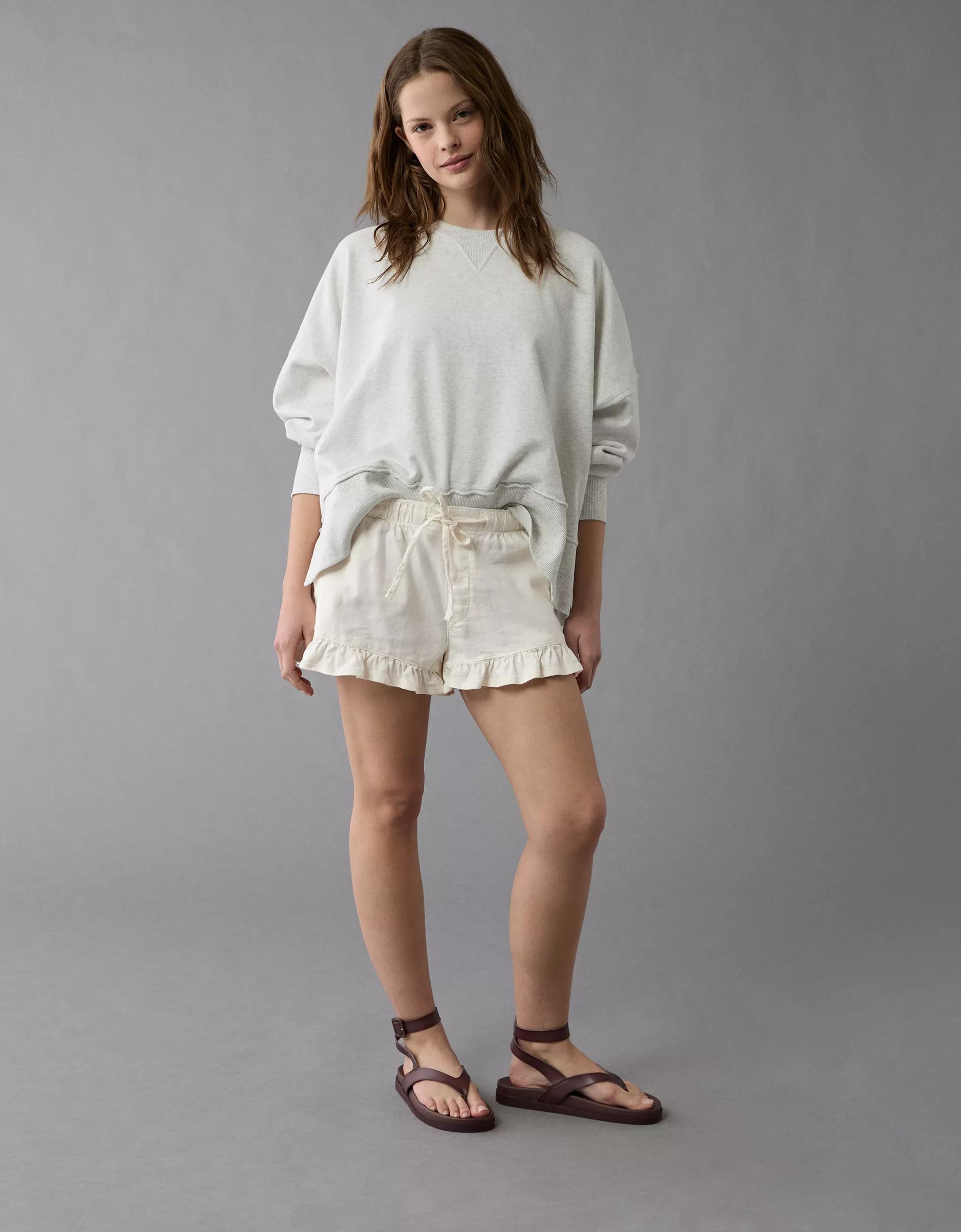 AE Stretch Linen-Blend Ruffle Short Product Image