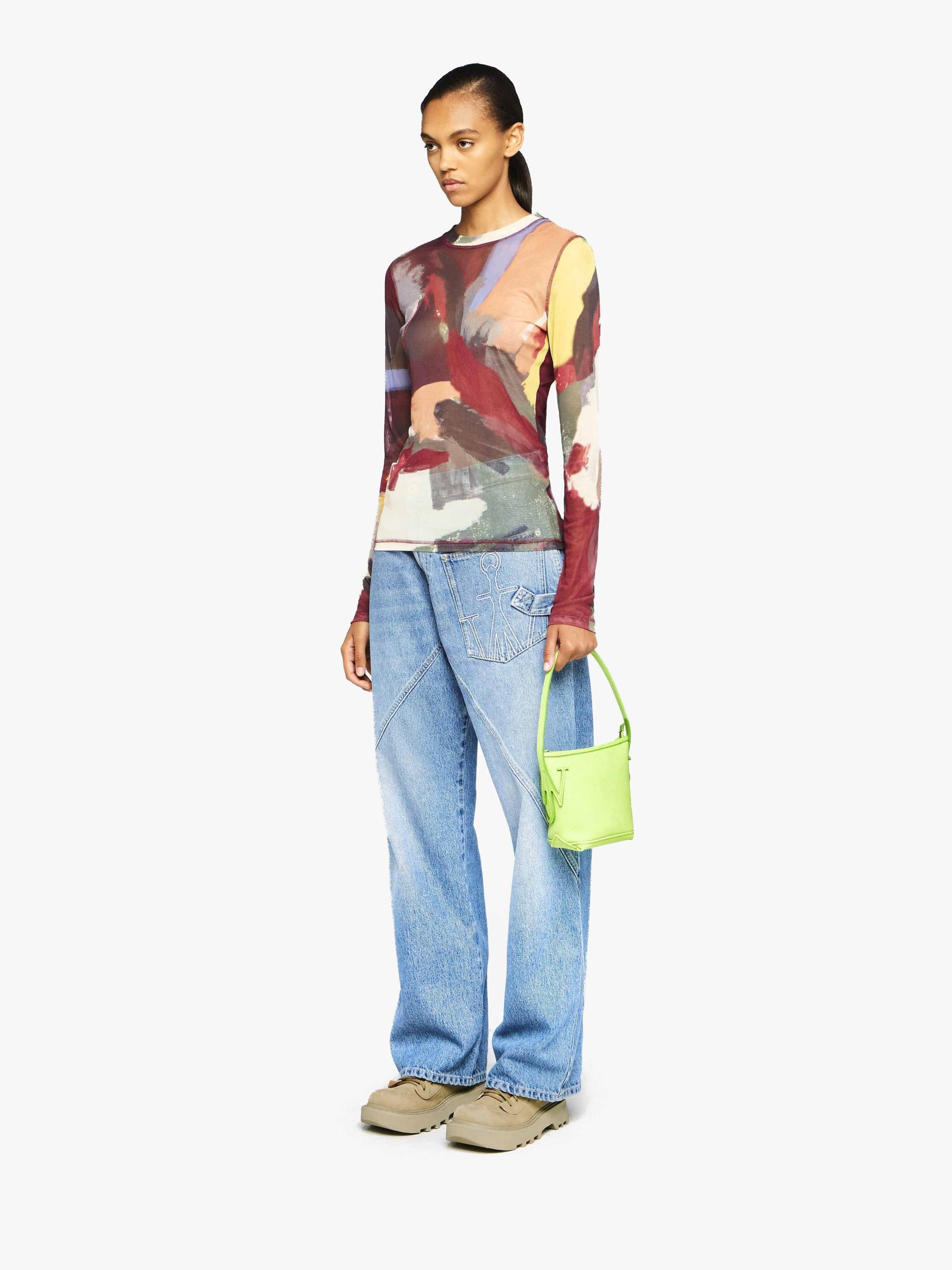 'ABSTRACT' PRINT - SHEER LONG SLEEVE TOP Product Image