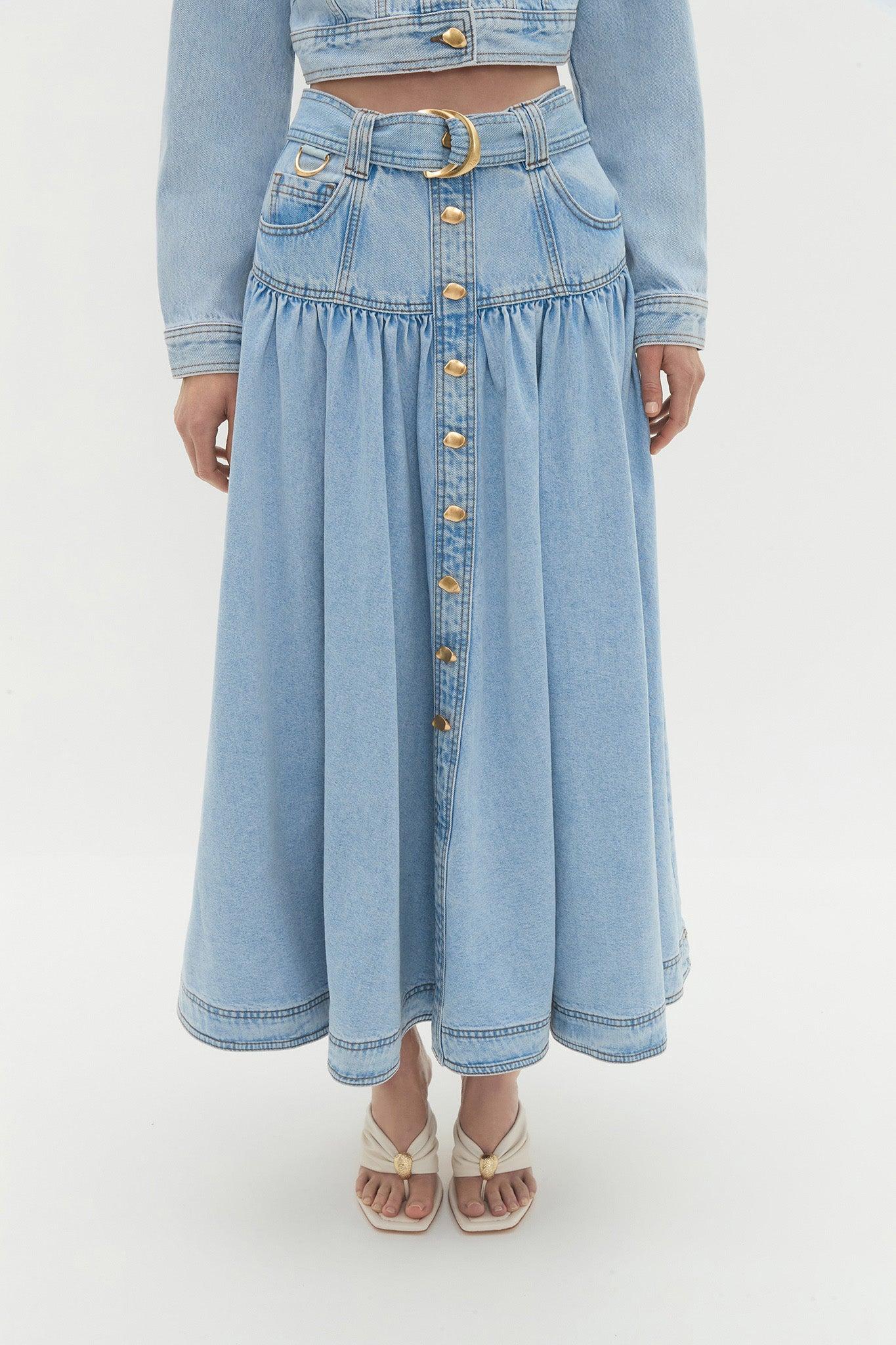 Elena Denim Midi Skirt Product Image