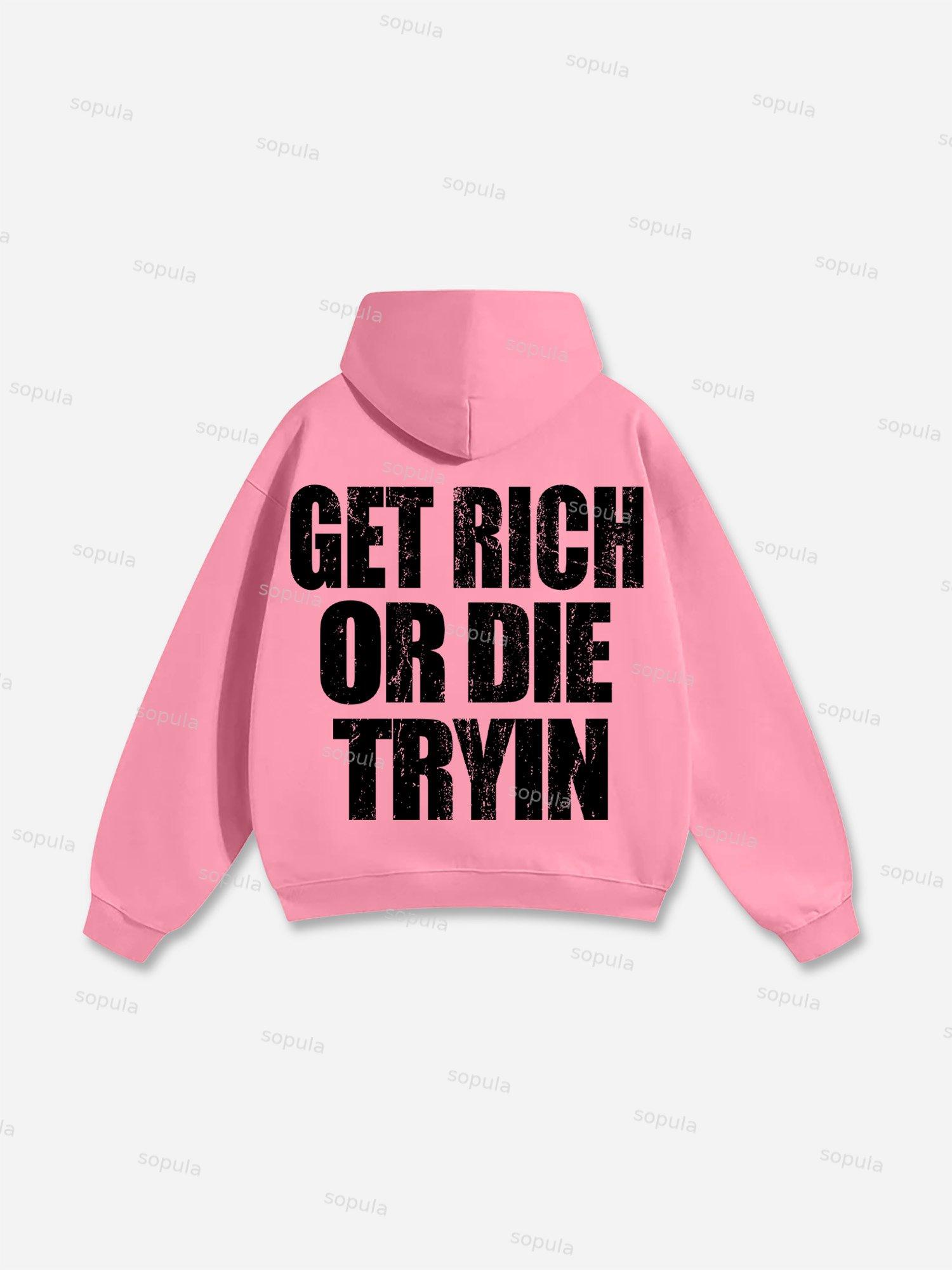 Get Rich Money Portrait Print Cotton Hoodie Product Image