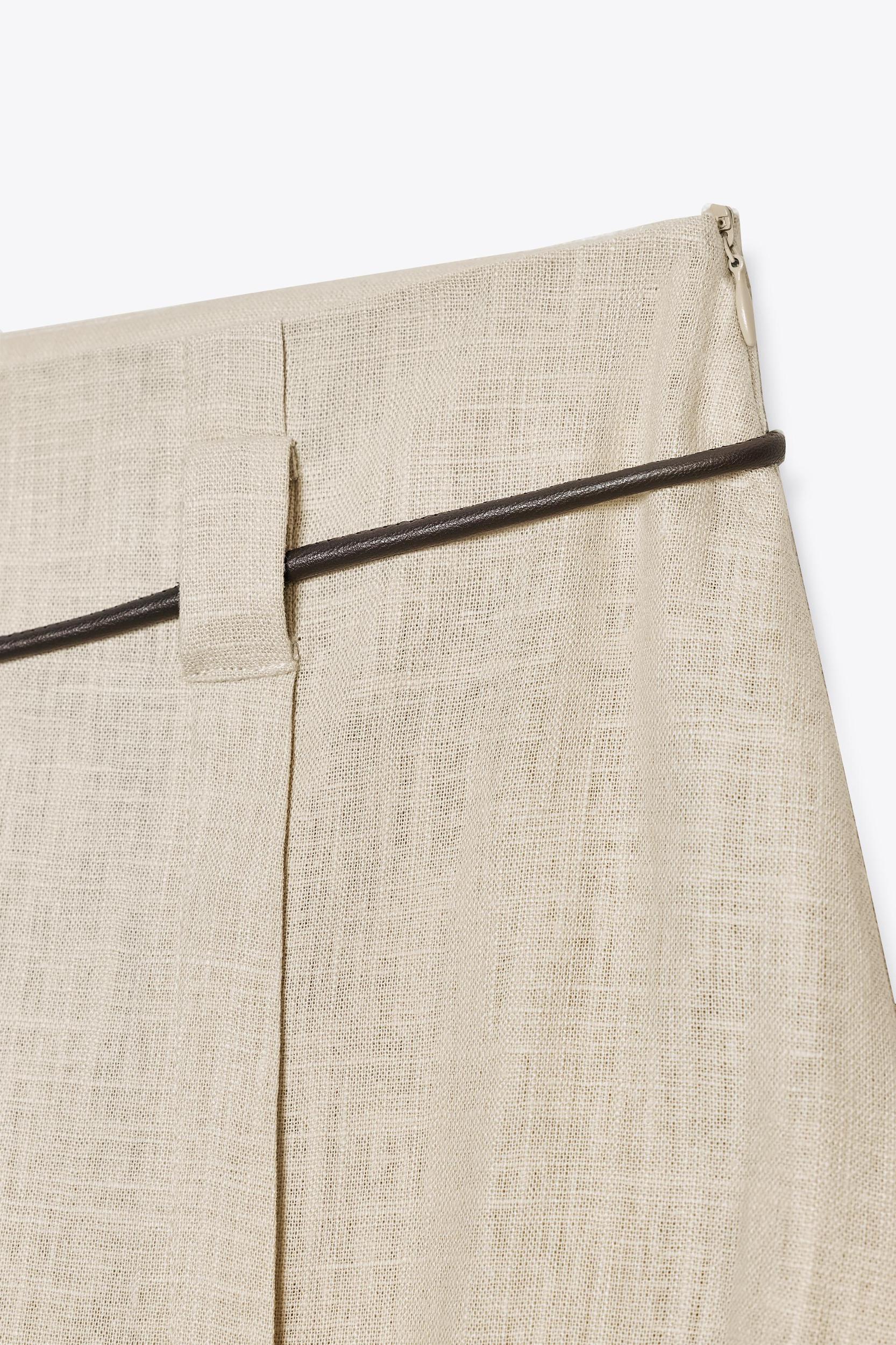 LINEN BELTED MIDI SKIRT Product Image