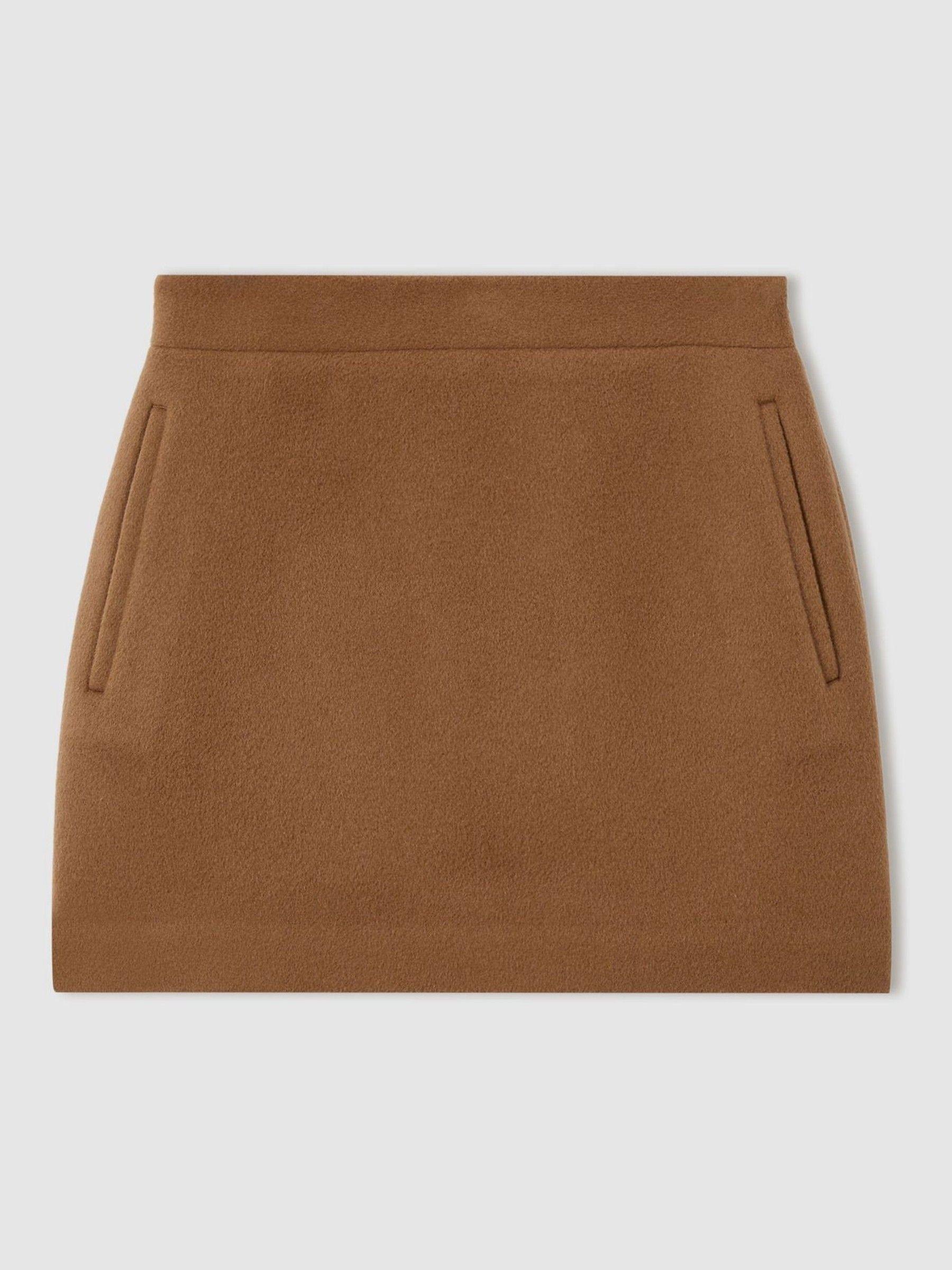 Atelier Virgin Wool and Camel-Blend Suit Skirt in Camel Product Image