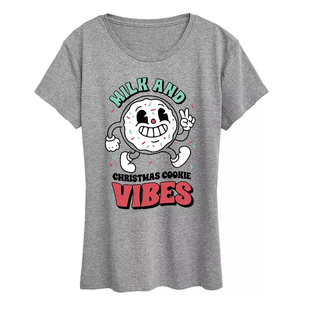 Women's Christmas Cookie Vibes Graphic Tee, Girl's, Size: XXL, Grey Gray Product Image