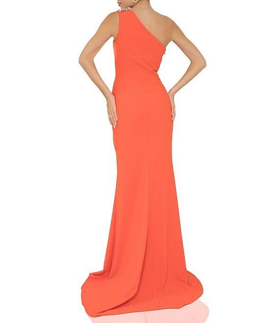 Terani Couture Beaded One Shoulder Sleeveless Beaded Waist Gown Product Image