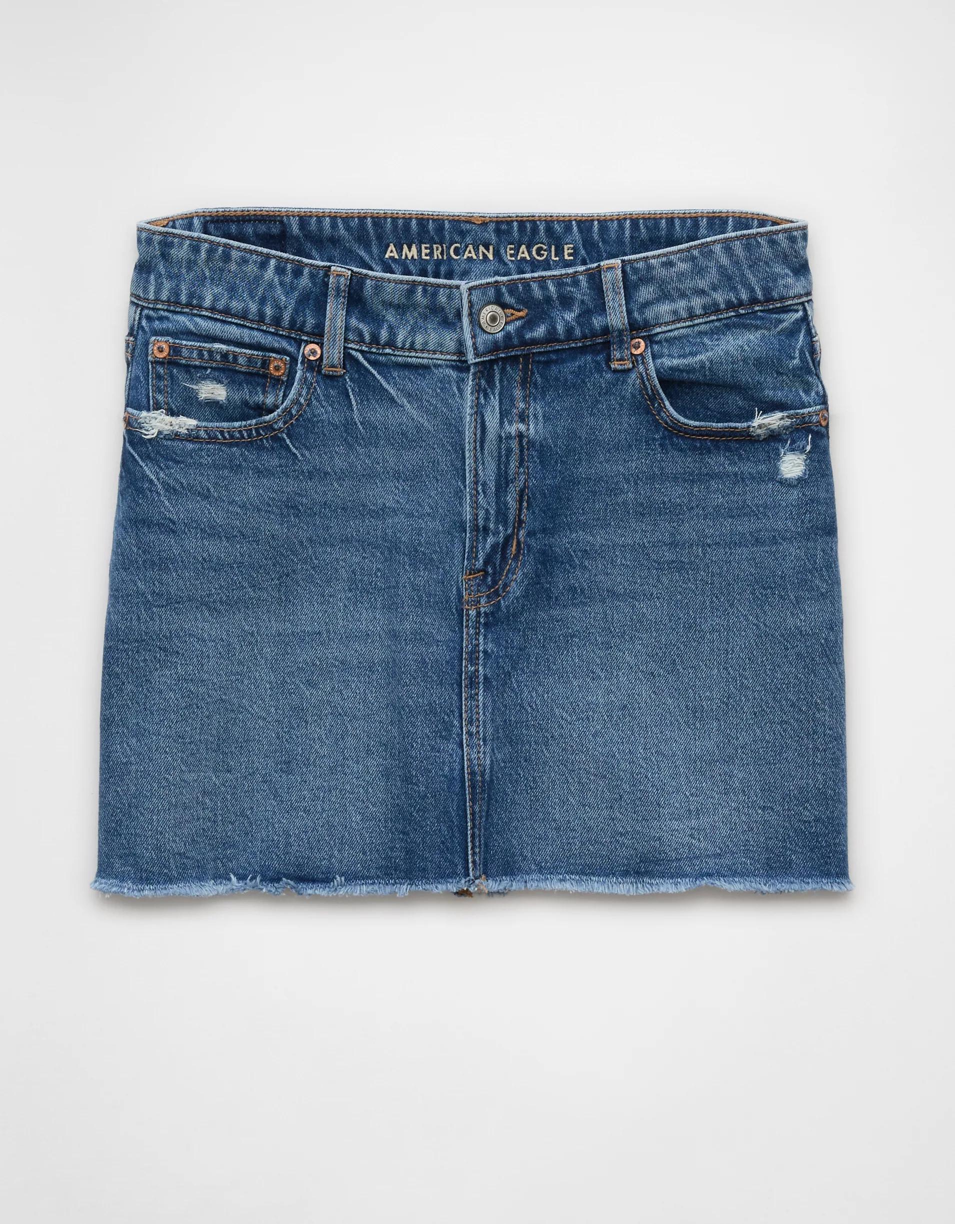 AE Stretch High-Waisted Perfect Denim Mini Skirt Product Image