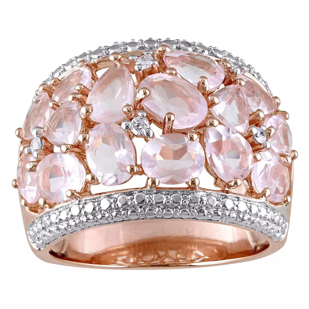 Stella Grace 18k Rose Gold Over Silver Rose Quartz & Diamond Accent Floral Ring, Women's,  Product Image