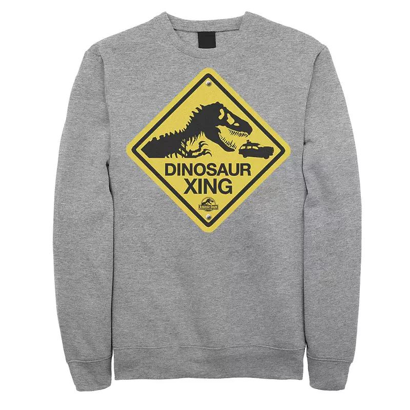 Men's Jurassic Park Dinosaur Crossing Yellow Sign Sweatshirt,  Product Image