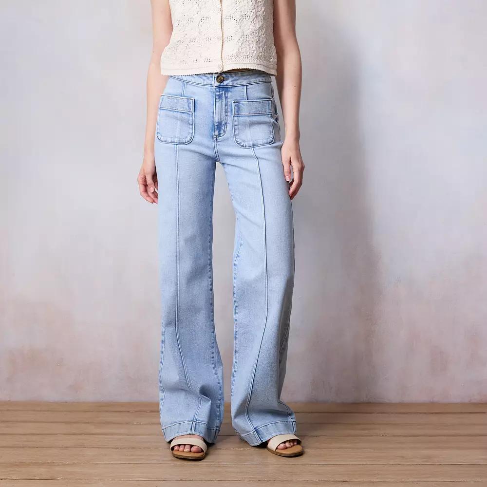 Women's LC Lauren Conrad Super High-Waisted Wide Leg Trouser Jeans, Size: 12 Short, Solano Blue Product Image