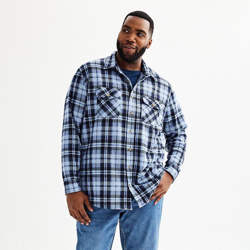 Big & Tall Sonoma Goods For Life® Long Sleeve Knit Button Down Shirt, Men's, Size: Medium Tall, Blue Plaid Product Image