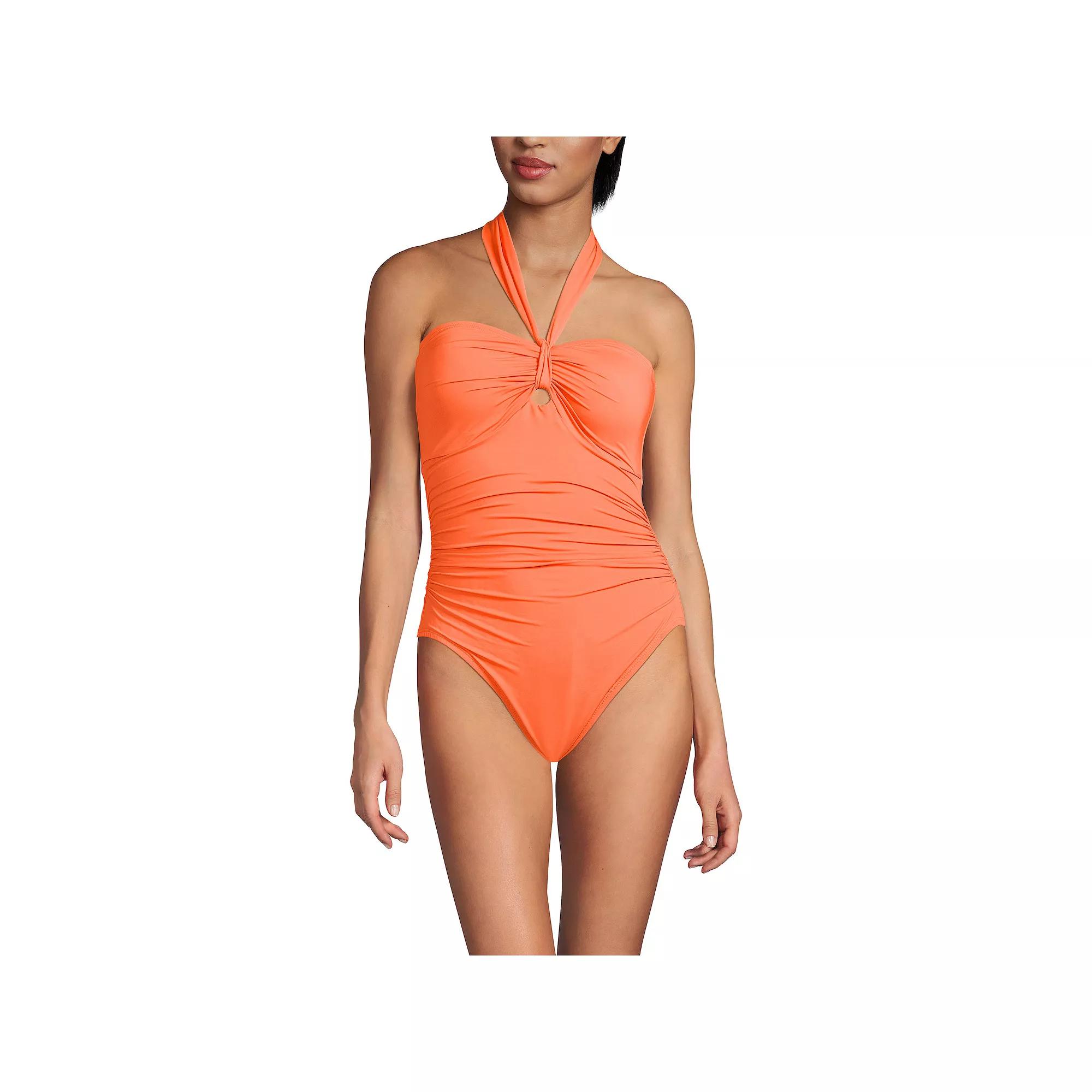 Women's Lands' End Multi-Way Bandeau High Leg One Piece Swimsuit,  Product Image