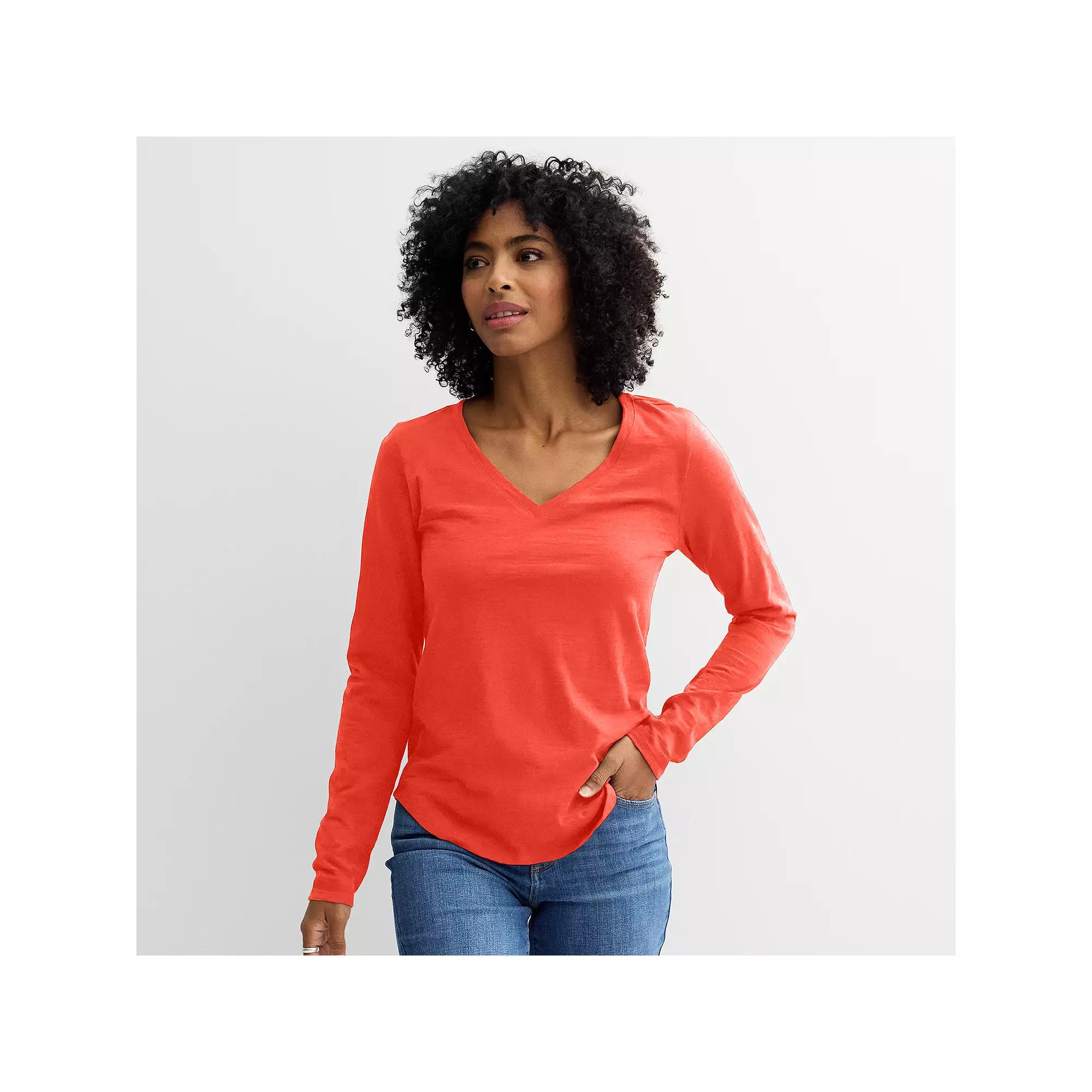 Women's Sonoma Goods For Life® Everyday Long Sleeve V-Neck T-Shirt,  Product Image