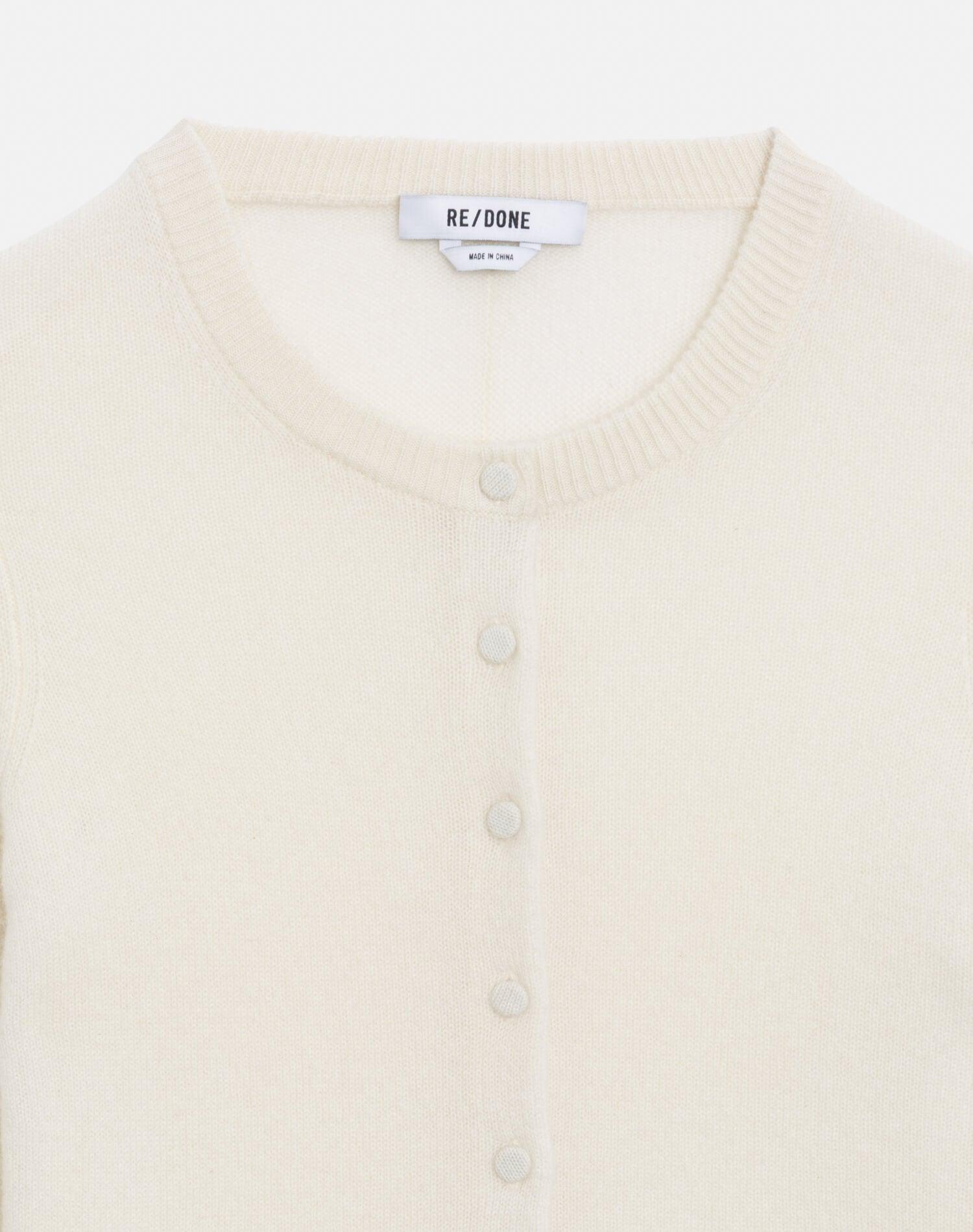 Cashmere Crewneck Cardigan - Ivory Female Product Image