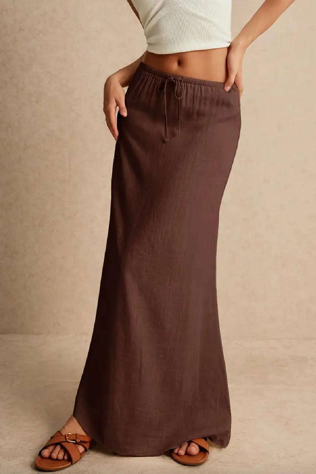 Linen Drawstring Maxi Skirt Product Image