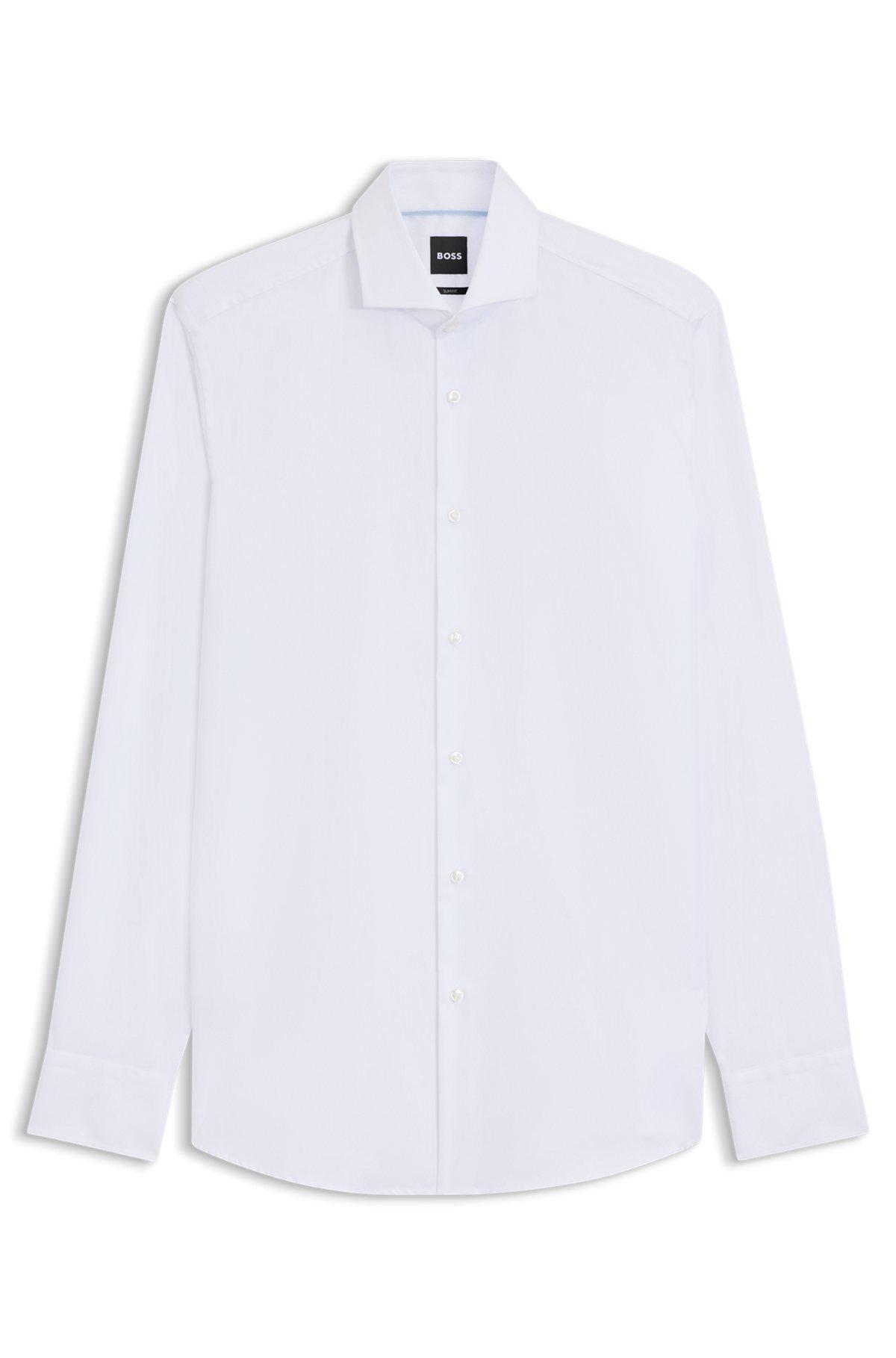Slim-fit shirt in structured cotton Product Image