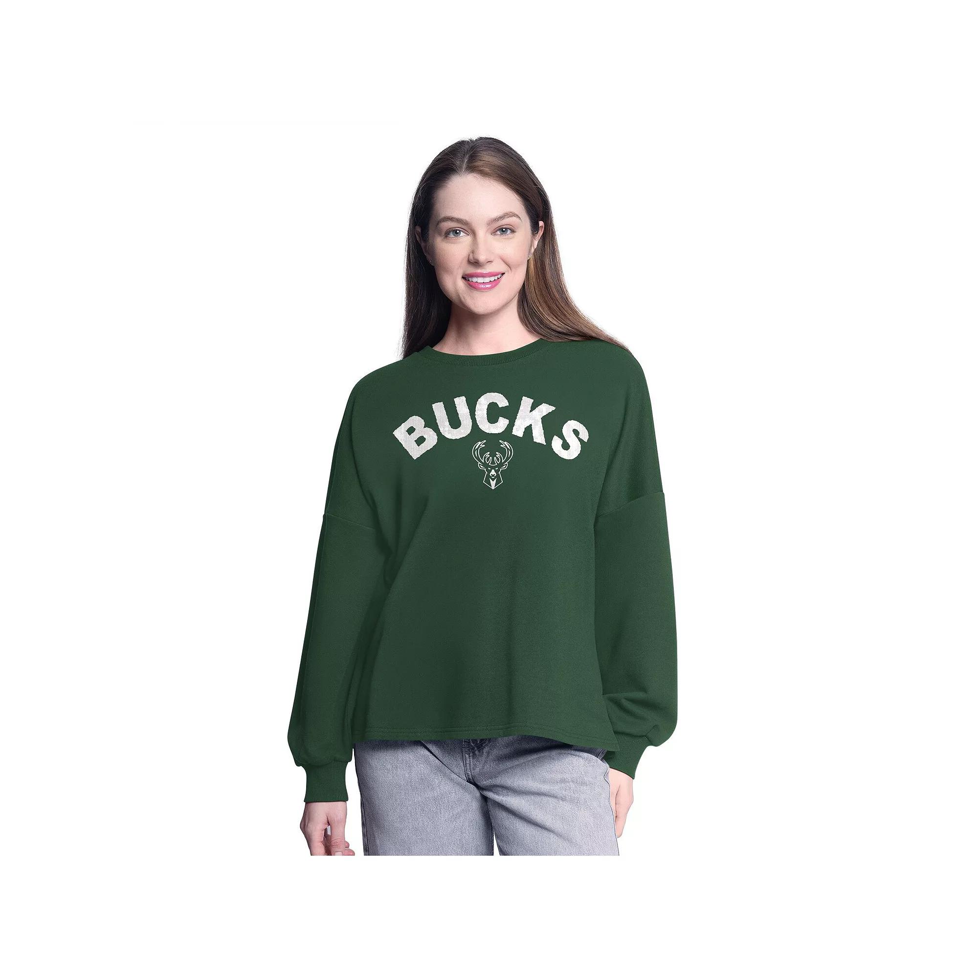 Women's G-III 4Her by Carl Banks Hunter Green Milwaukee Bucks Athletic Pullover Sweatshirt,  Product Image
