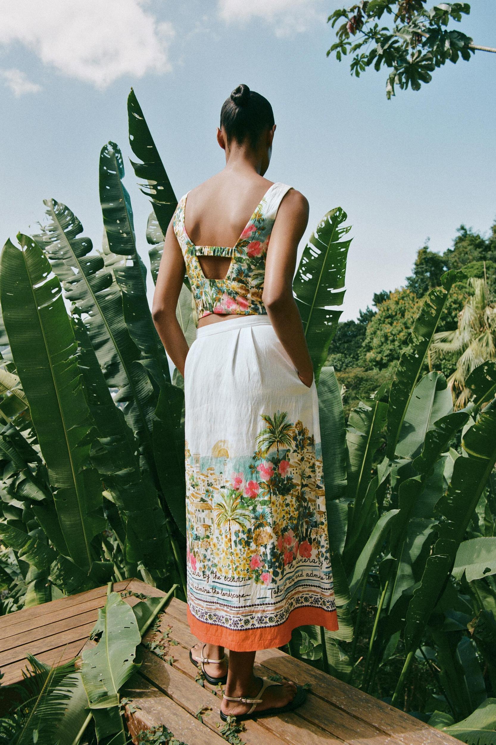 PRINTED MIDI CAPE SKIRT Product Image