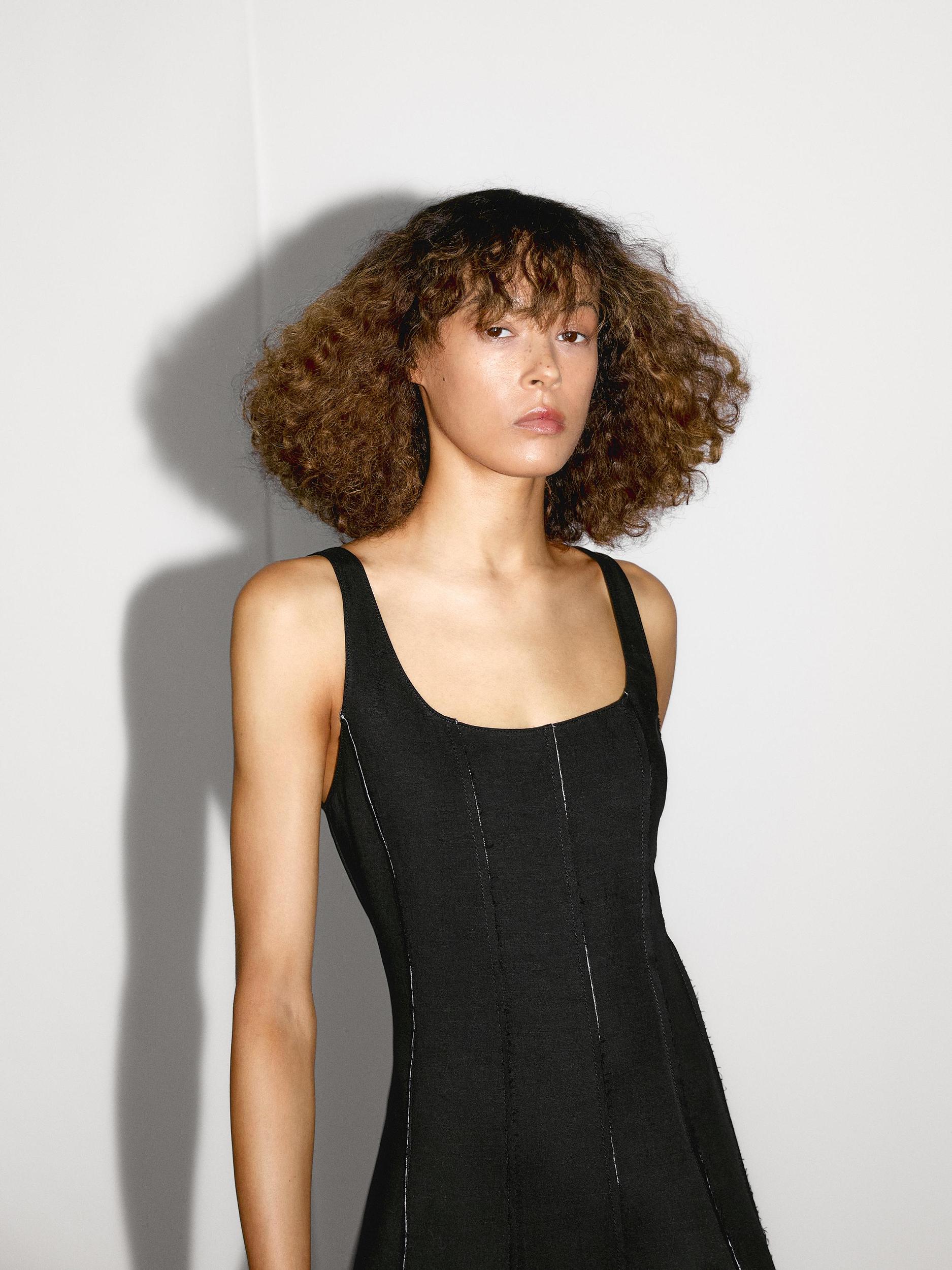 Long flowing linen blend dress Product Image