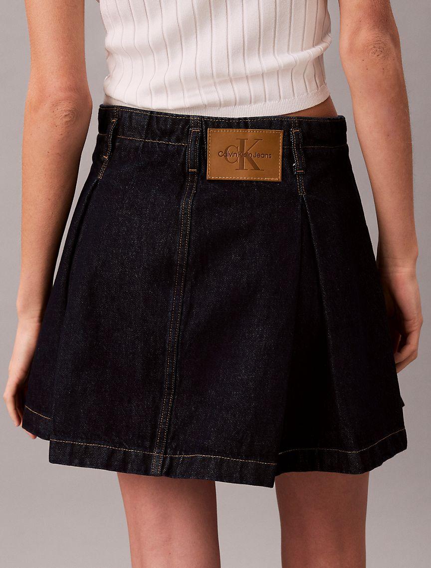 Pleated Denim Skirt  Product Image