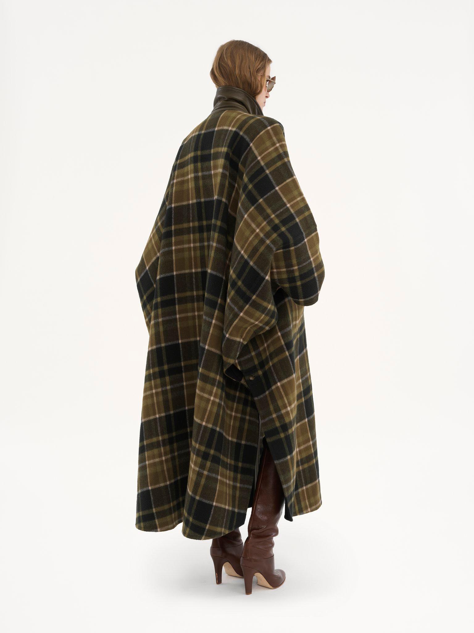 High-neck long coat in double-face wool Product Image