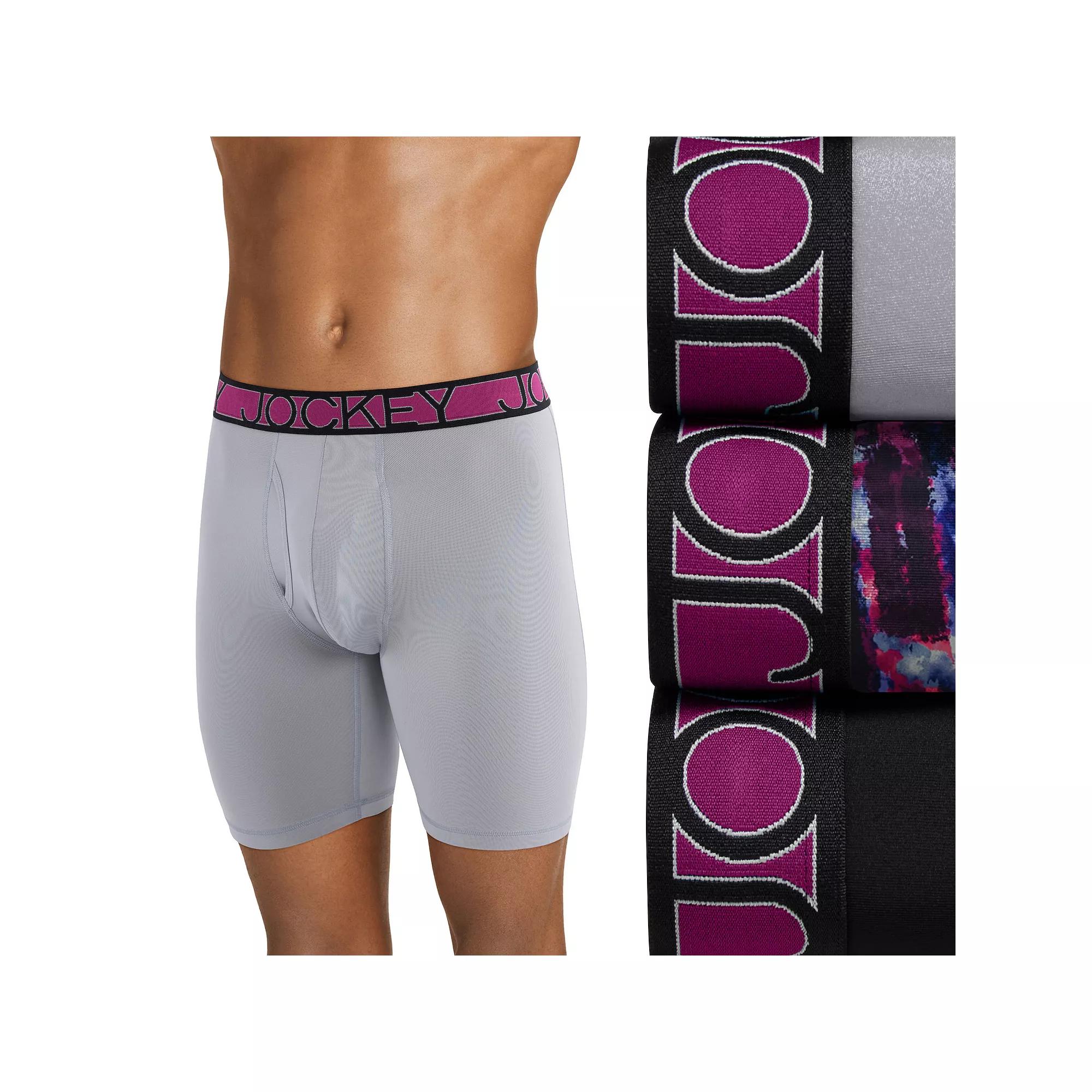 Men's Jockey 3-Pack Active Microfiber 9" Long Leg Boxer Briefs,  Product Image