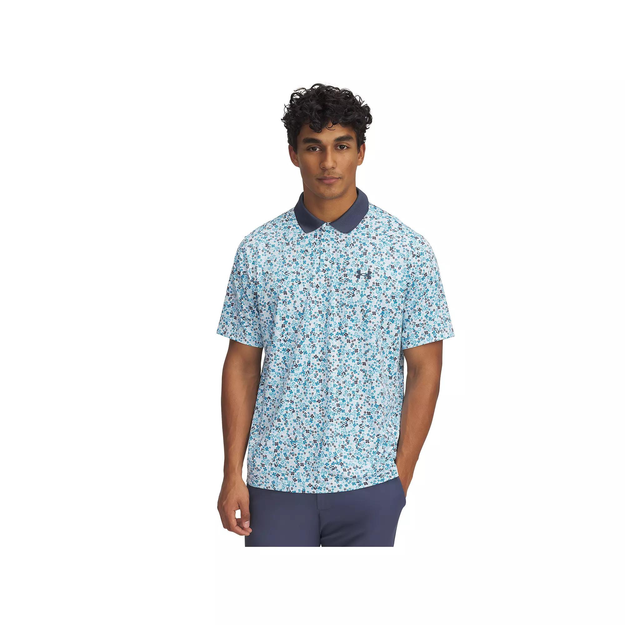 Men's Under Armour Matchplay Printed Polo, Size: Medium, White Gray Product Image