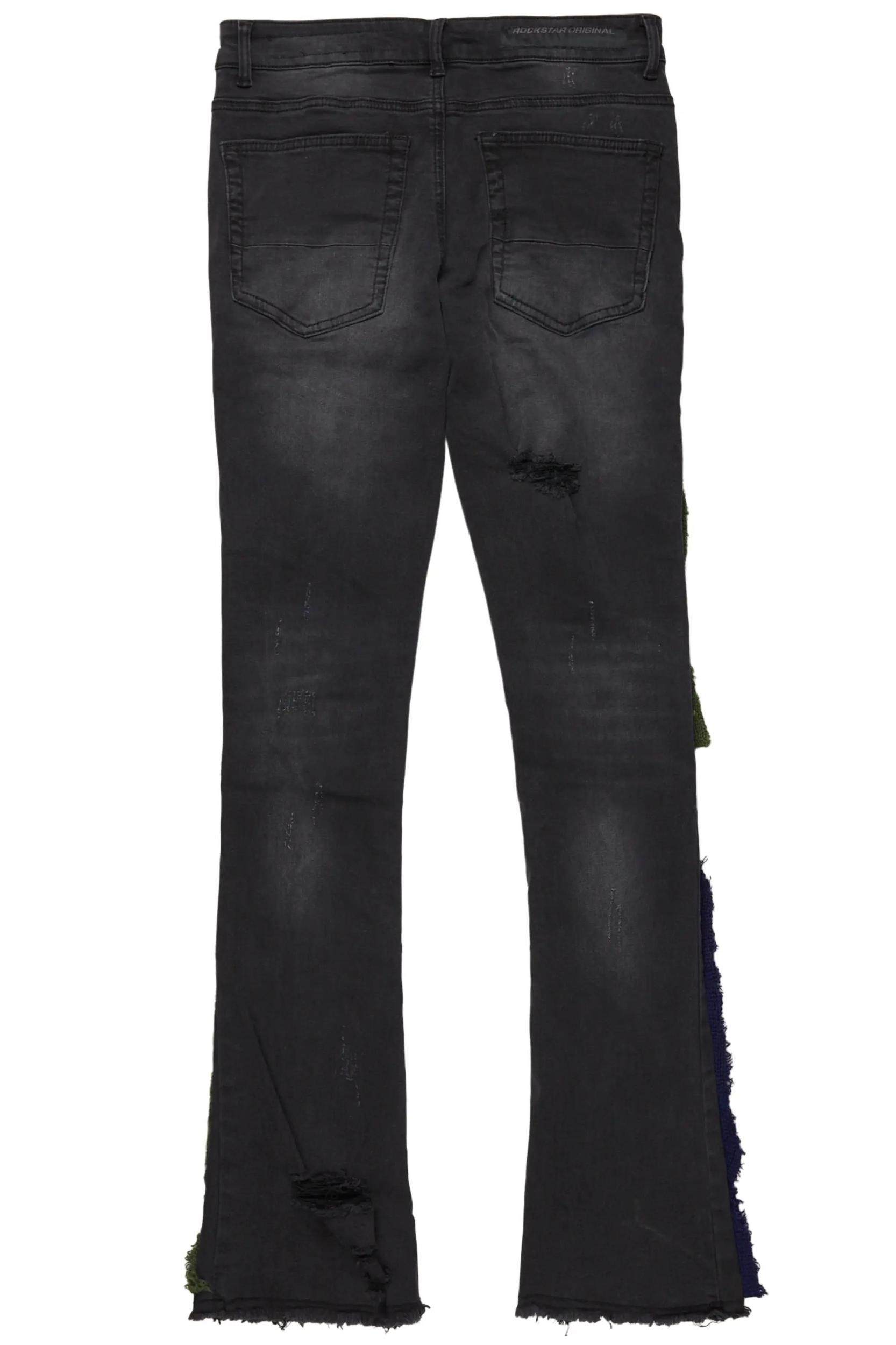 Destry Black Patchwork Stacked Flare Jean Male Product Image