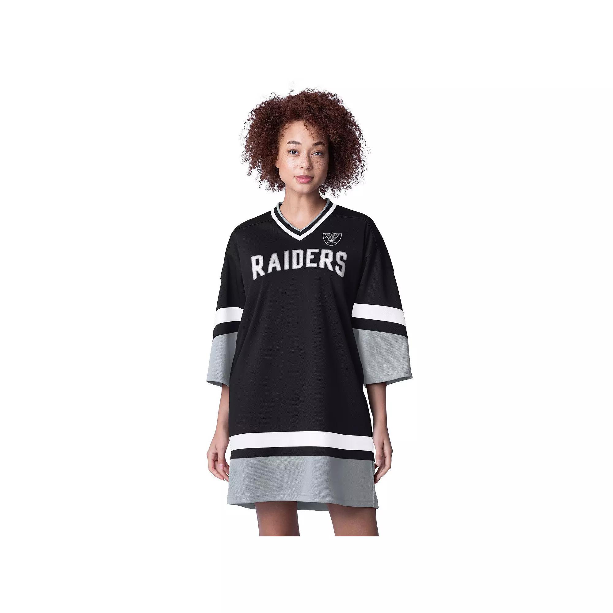 Women's Starter Black Las Vegas Raiders Slap Shot 3/4 Sleeve Sneaker Dress,  Product Image