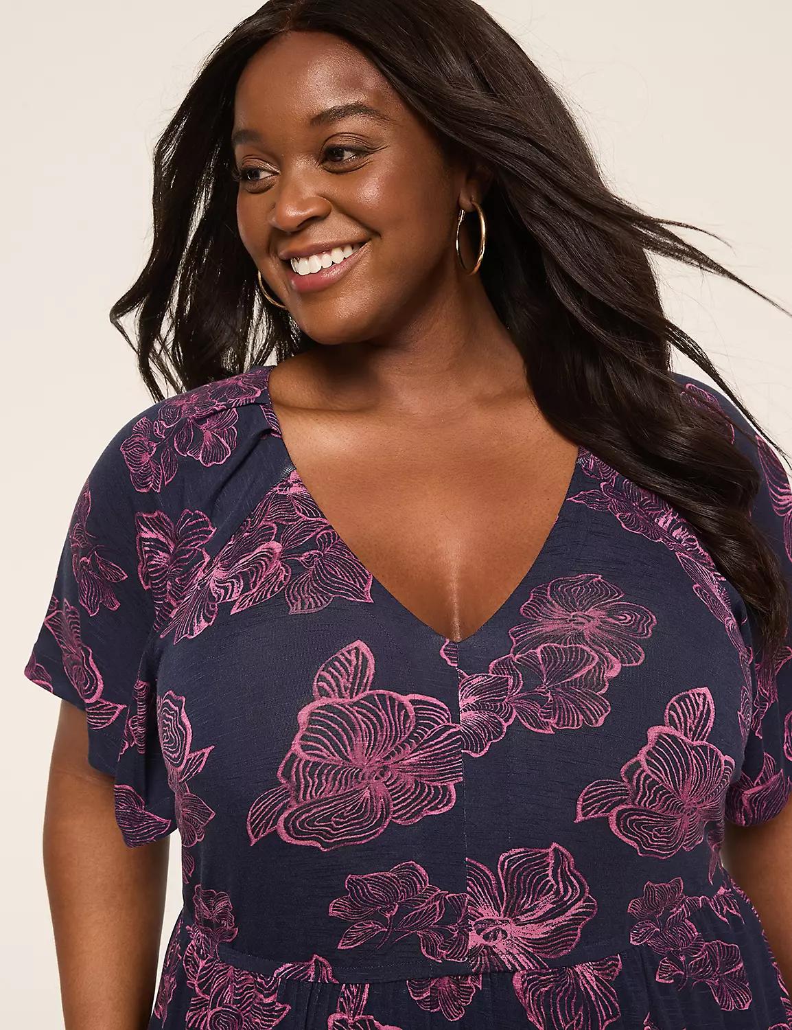 Flutter-Sleeve V-Neck Midi Dress Product Image