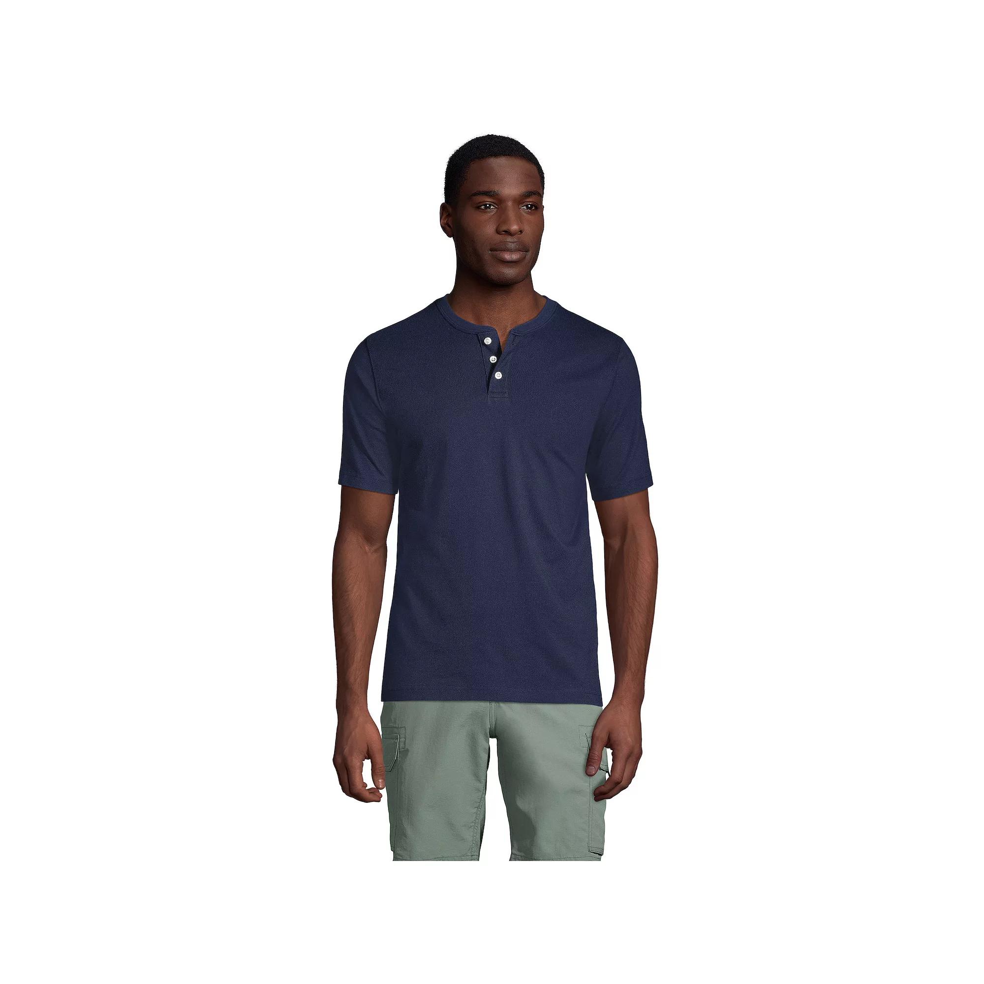 Big & Tall Lands' End Short Sleeve Super-T Henley, Men's,  Product Image