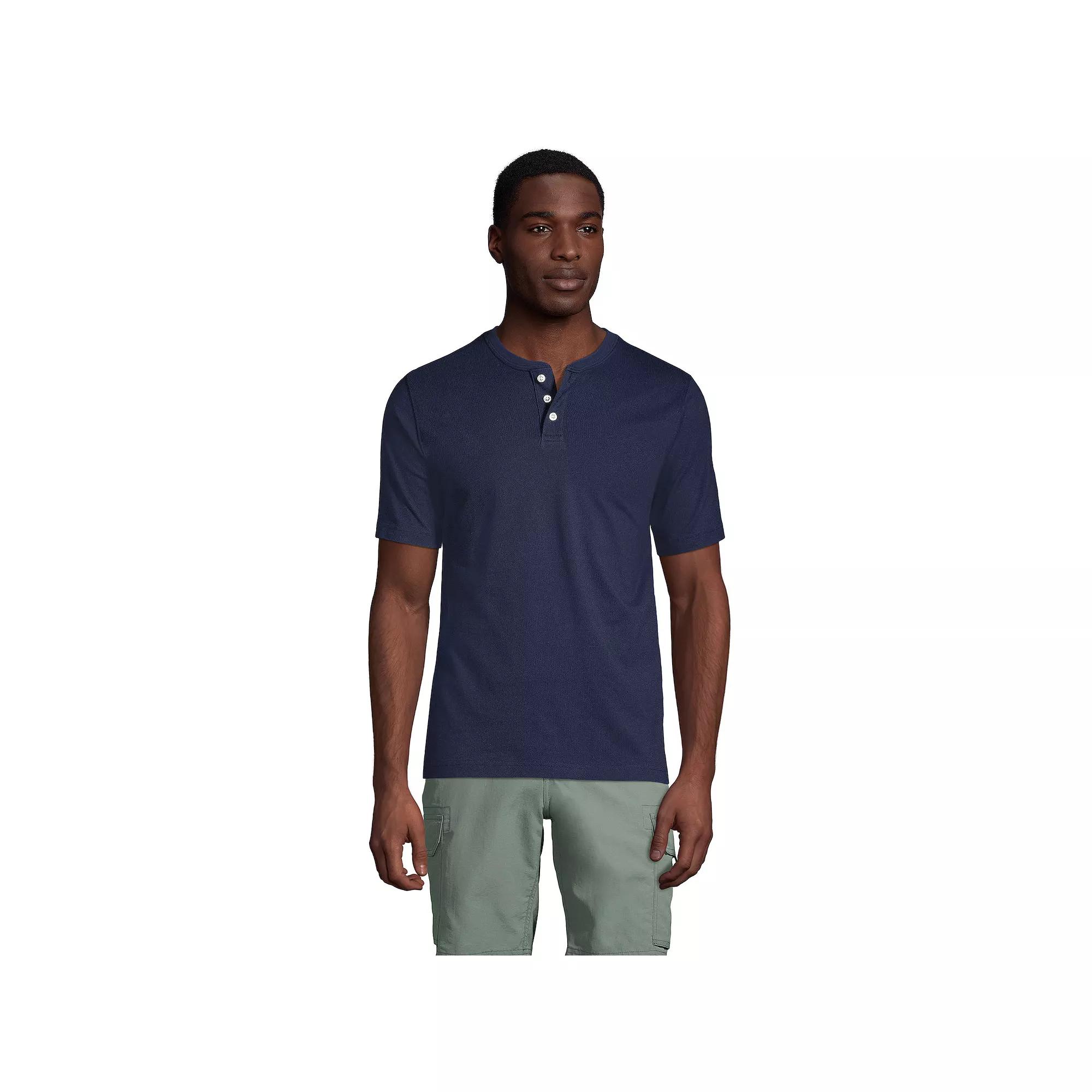 Big & Tall Lands' End Short Sleeve Super-T Henley, Men's,  Product Image
