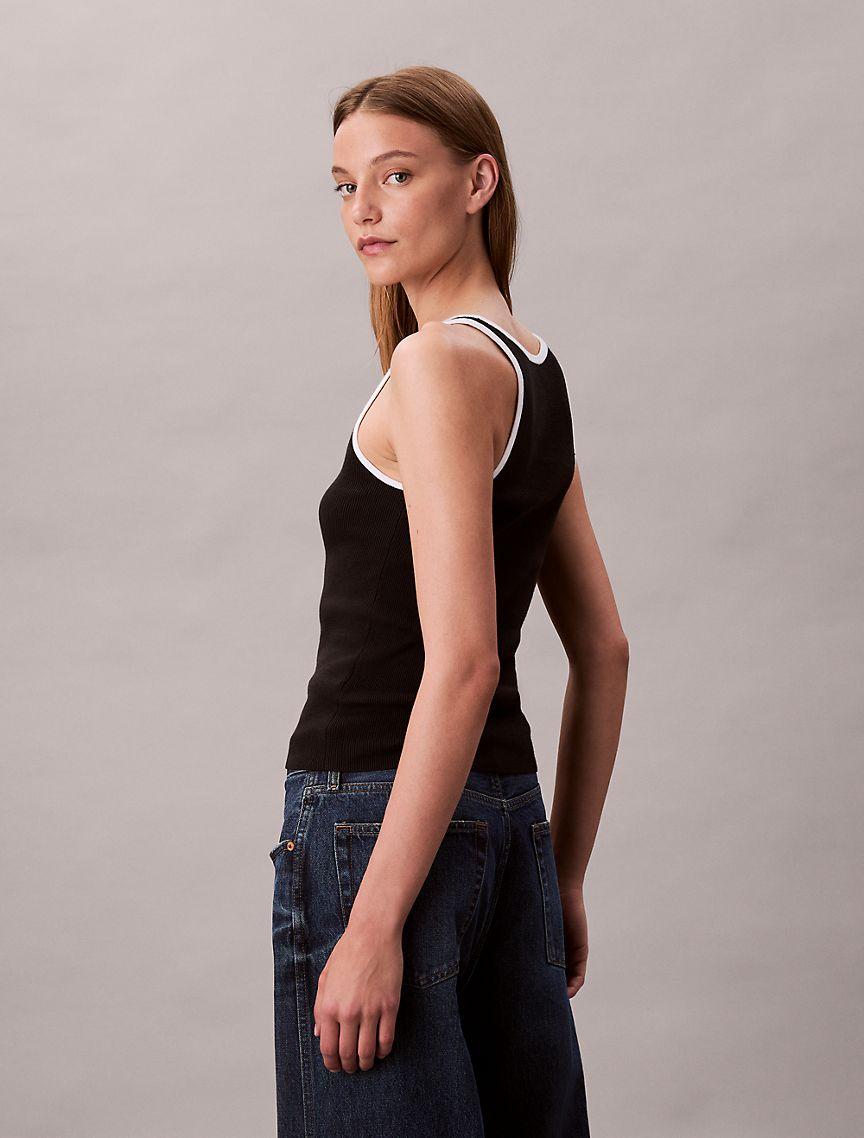 Contrast Trim Ribbed Tank Top Product Image