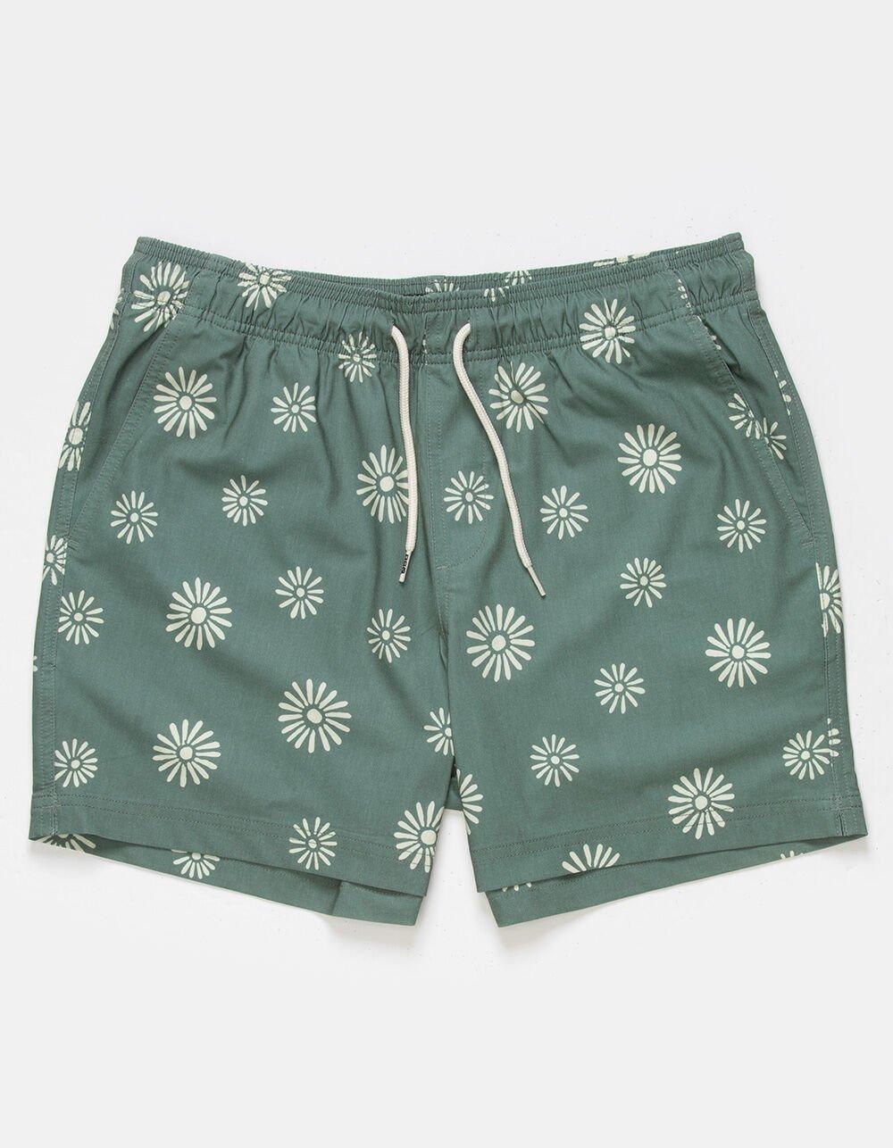 RSQ Mens Daisy 5" Swim Shorts - DK GREEN Product Image