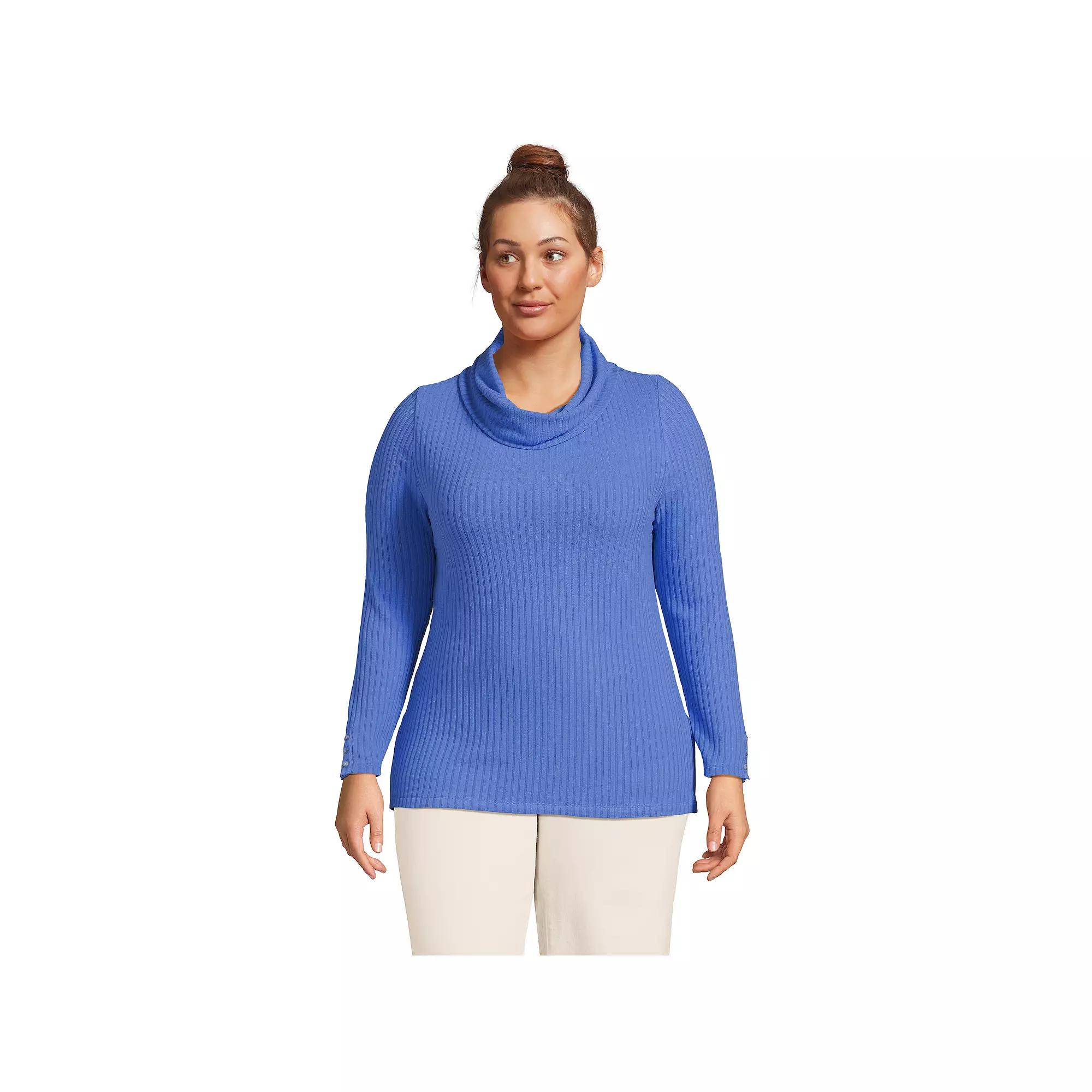 Plus Size Lands' End Long Sleeve Wide Rib Turtleneck, Women's, Size: 3XL, Pale Petal Product Image