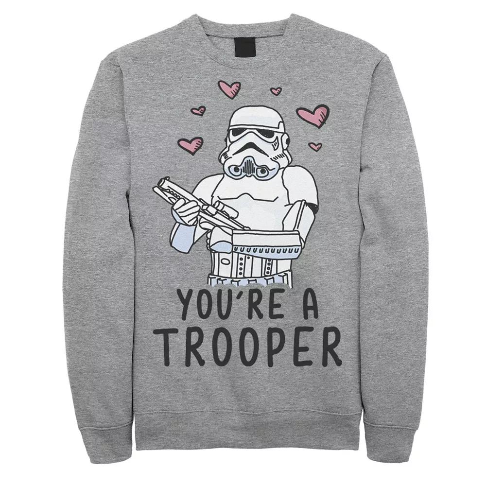 Men's Star Wars "You're A Trooper" Floating Hearts Sweatshirt, Size: Large, Athletic Grey Product Image