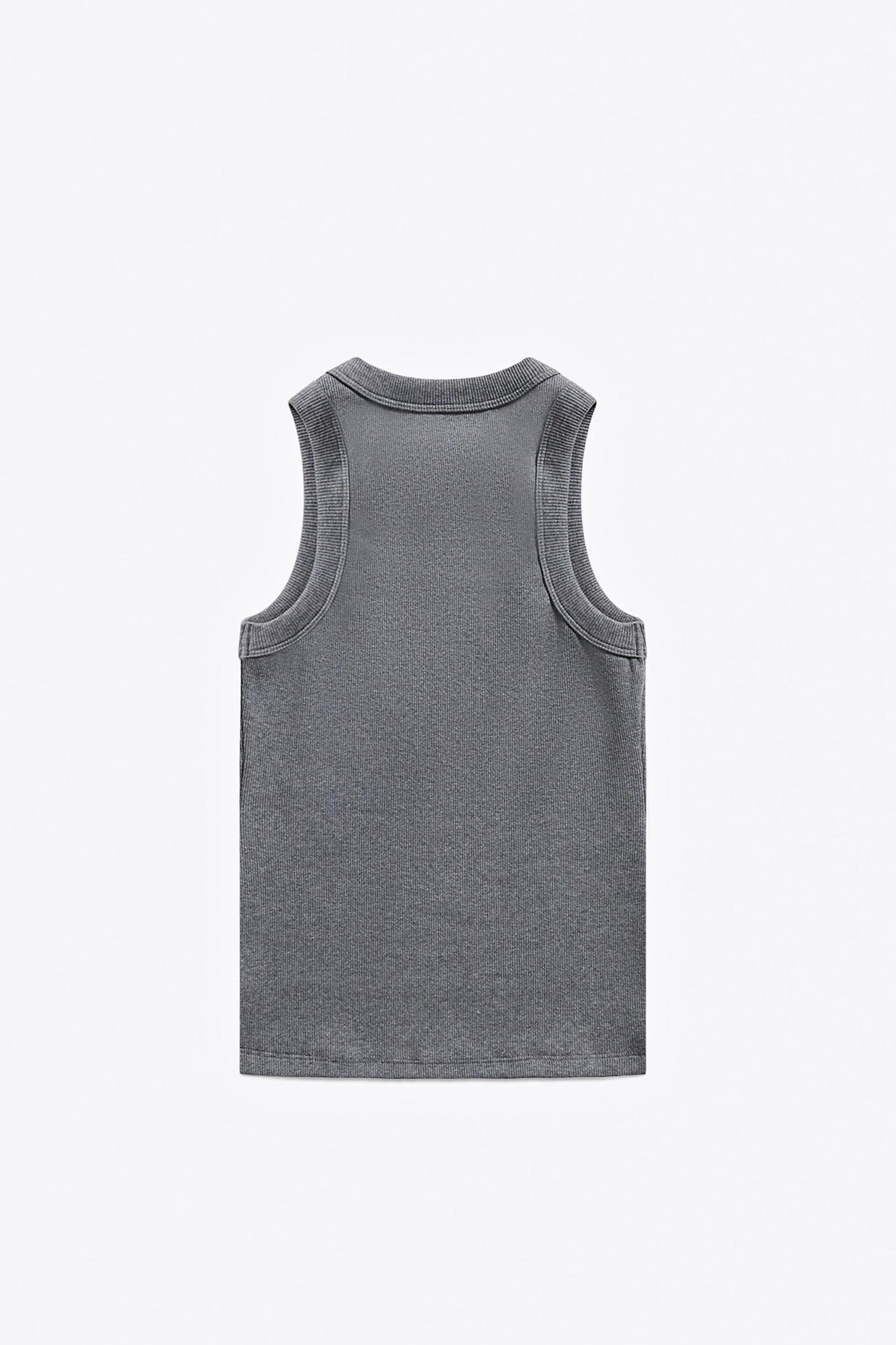Distressed Crystal Ribbed Knit Tank Top Product Image