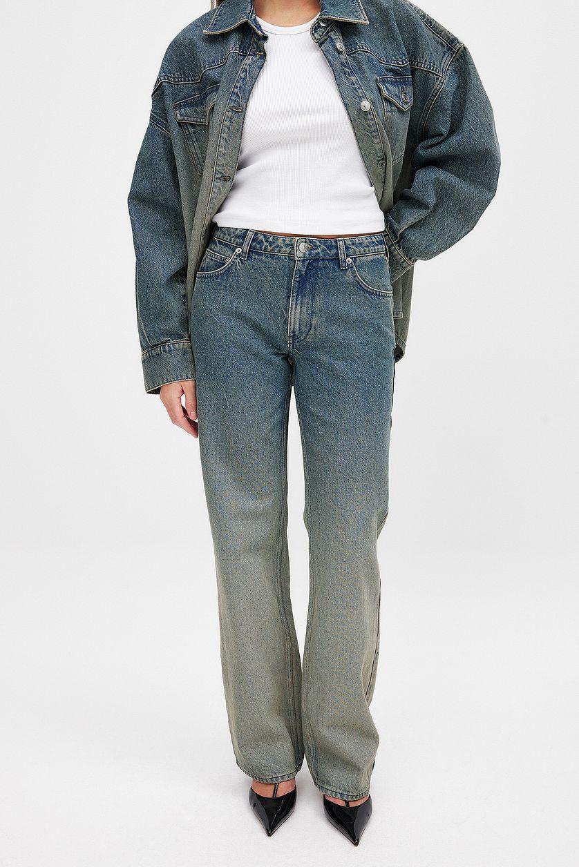 Wide Mid Waist Washed Out Denim Product Image