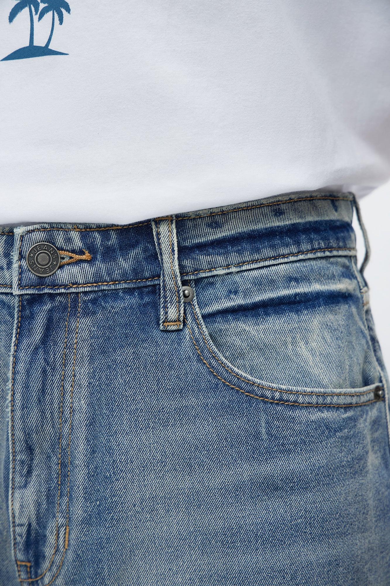 Relaxed Wish You Could Distressed Denim Shorts - Medium Blue Wash Product Image