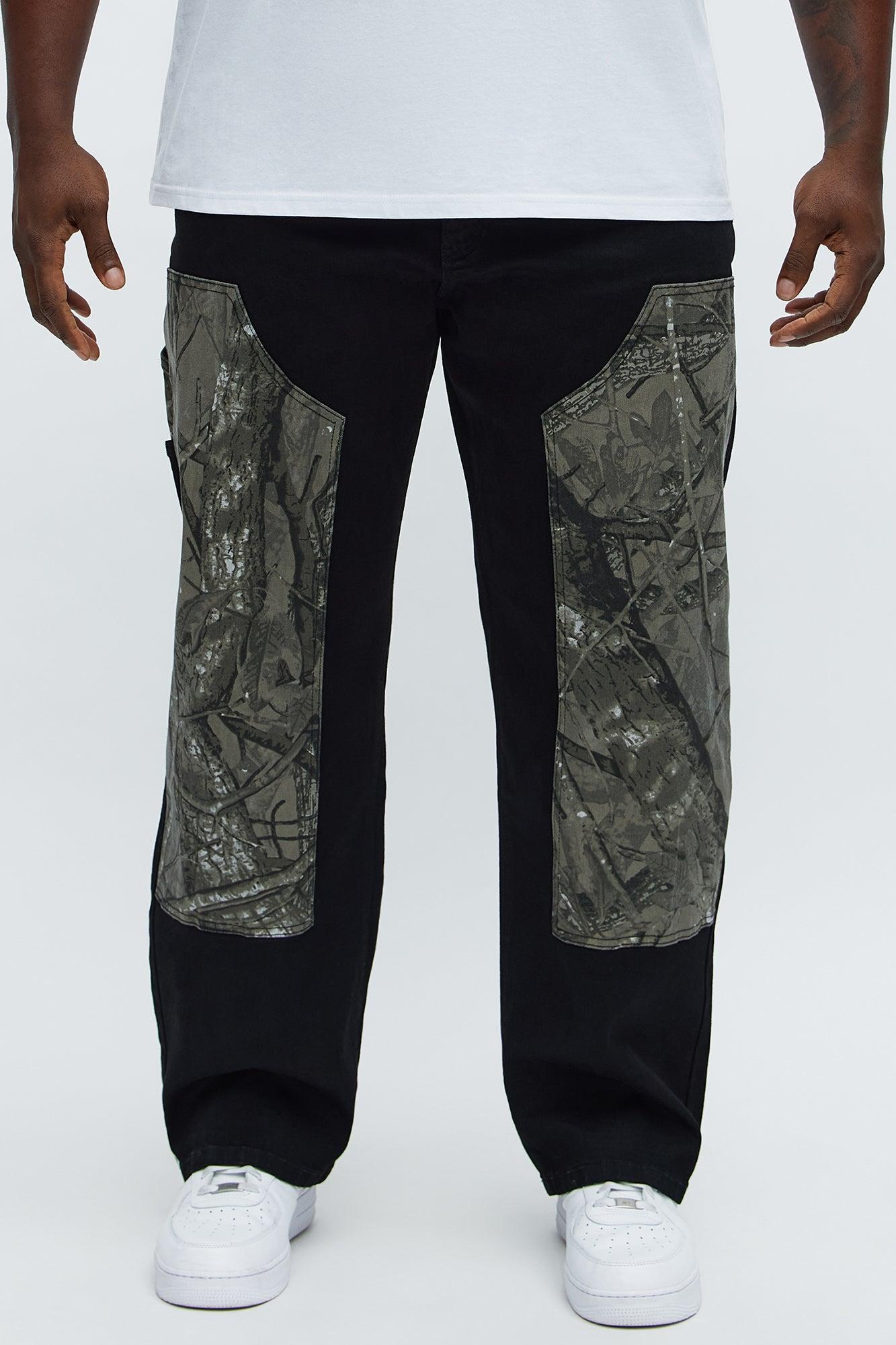 Straight Shadow Camo Carpenter Jeans - Black Product Image