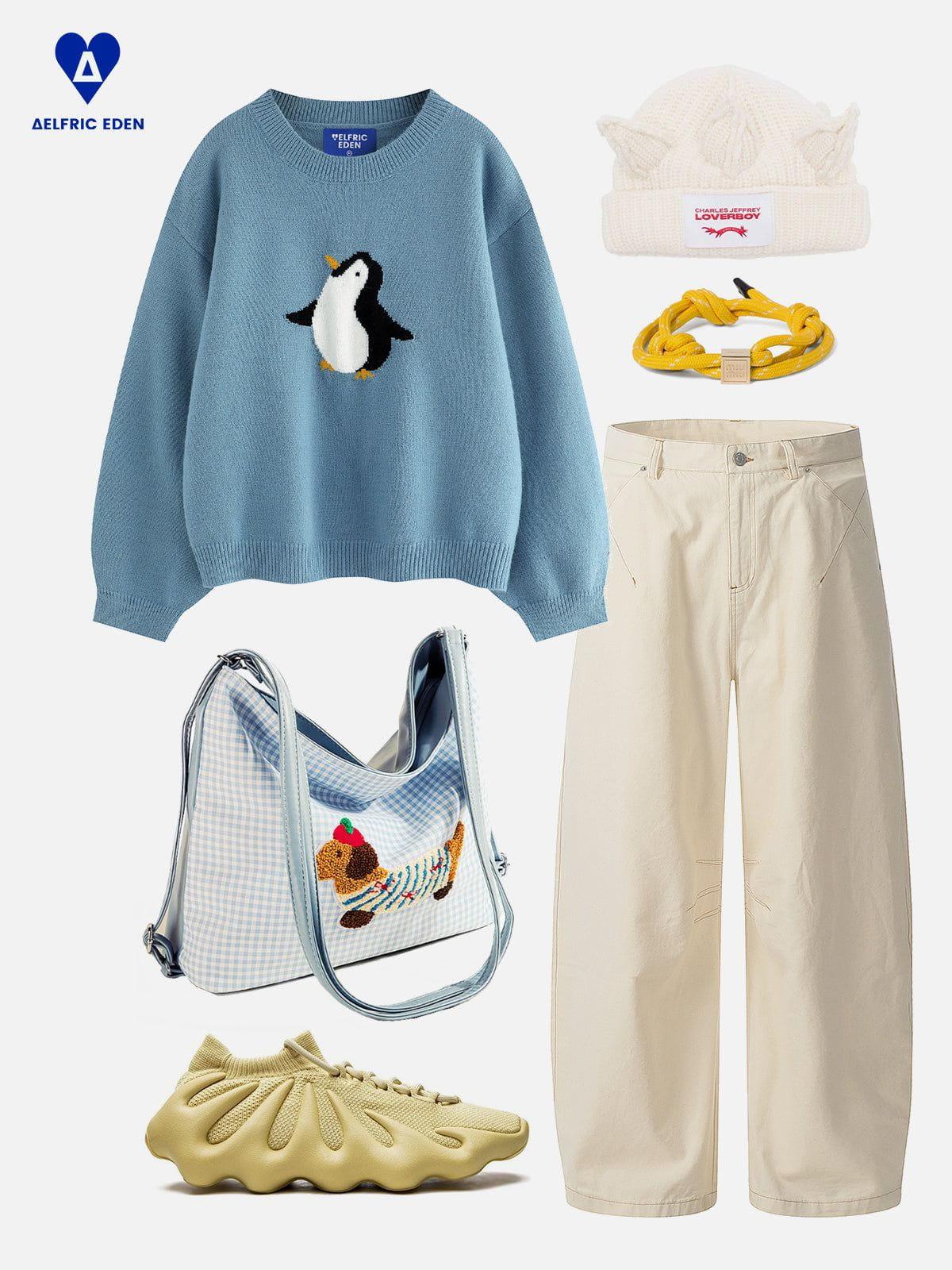 Aelfric Eden Penguin Graphic Cropped Sweater Product Image