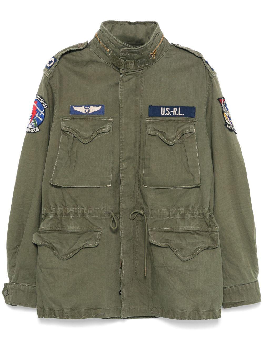 POLO RALPH LAUREN Cotton Denim Jacket With Front Logo Patch In Green Product Image