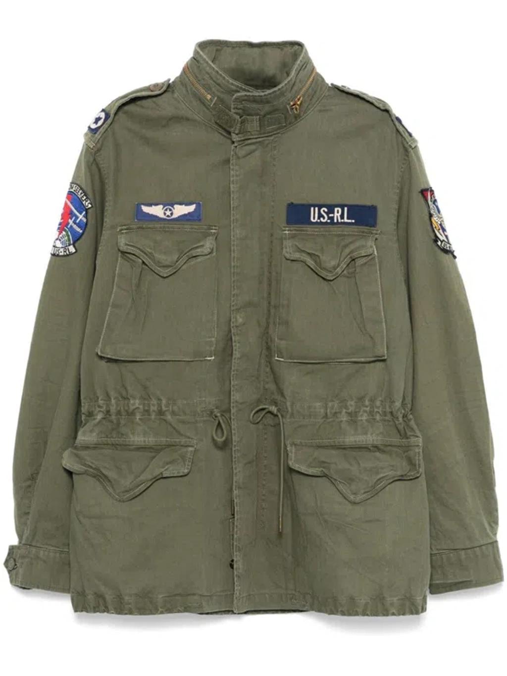 POLO RALPH LAUREN Cotton Denim Jacket With Front Logo Patch In Green Product Image