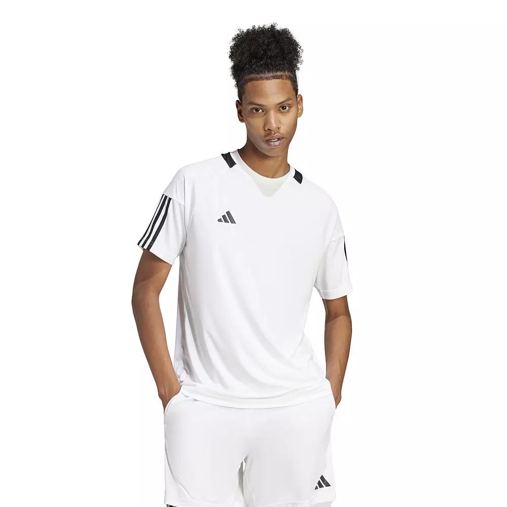 Men's adidas Sereno 3-Stripes AEROREADY Sportswear T-Shirt, Size: Small, White Product Image