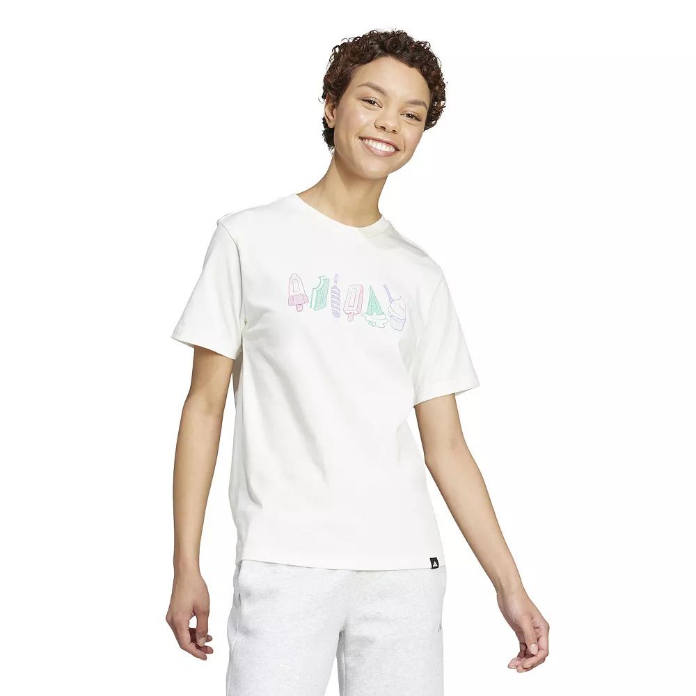 adidas Lounge Food Graphic Tee Off White S Womens Product Image